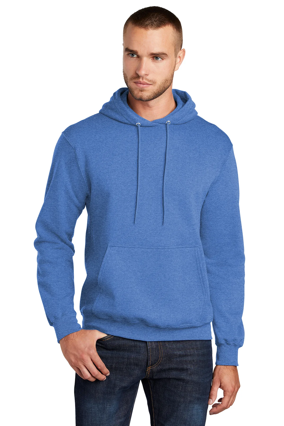 Port & Company Mens Core Pill Resistant Fleece Hooded Sweatshirt Hoodie - Heather Royal Blue