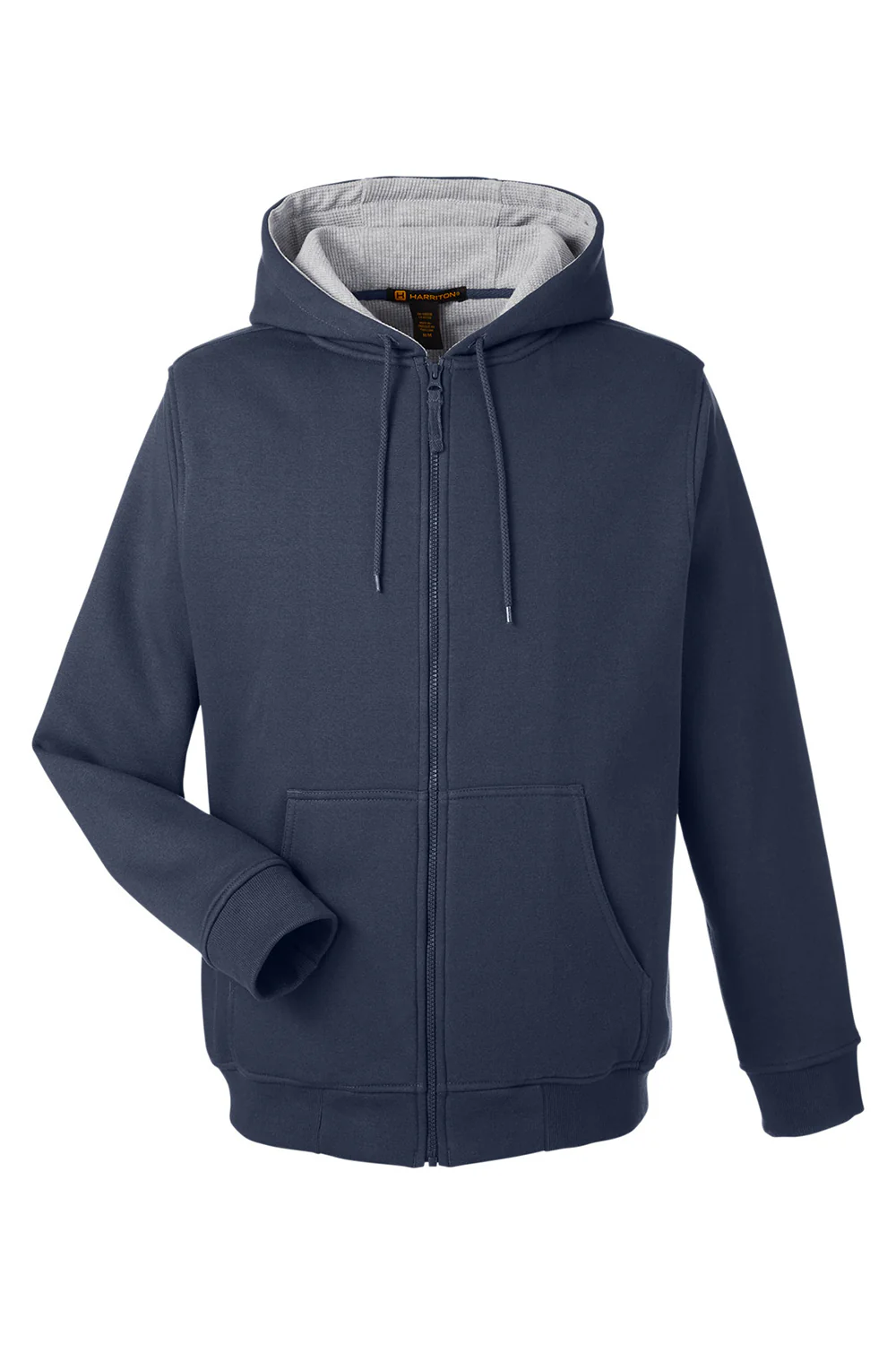 Harriton Mens Climabloc Water Resistant Full Zip Hooded Sweatshirt Hoodie - Dark Navy Blue
