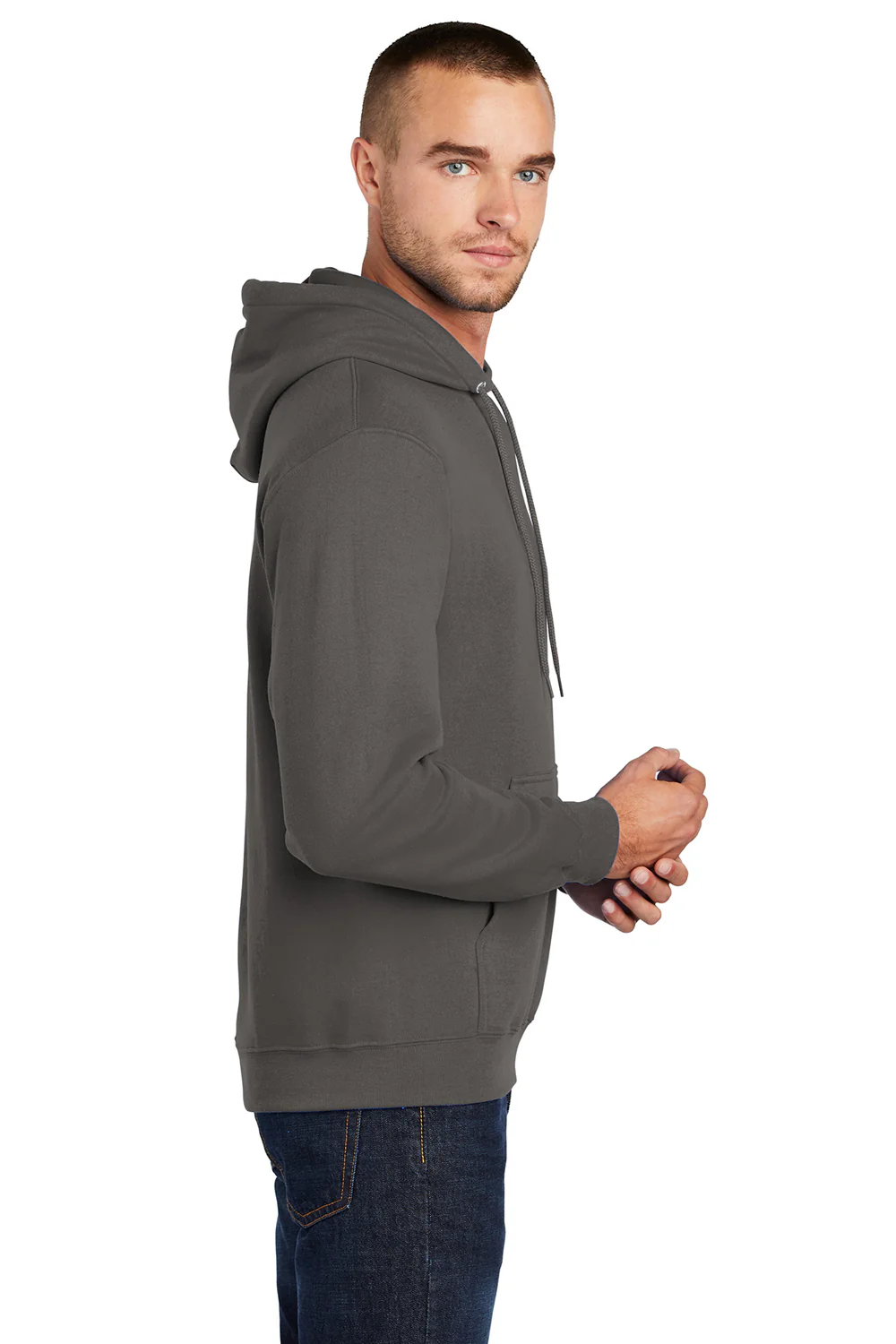 Port & Company Mens Core Pill Resistant Fleece Hooded Sweatshirt Hoodie - Charcoal Grey