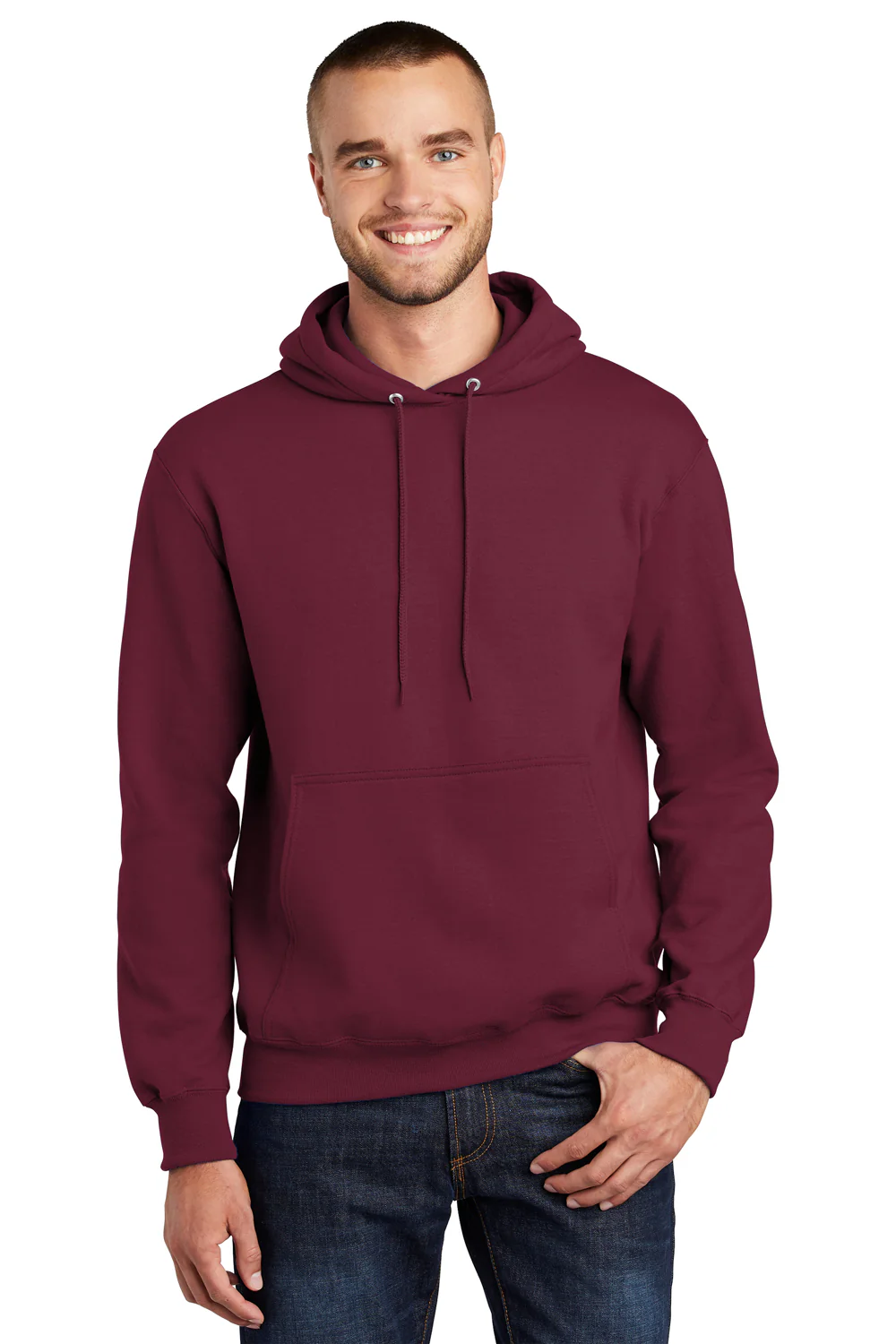 Port & Company Mens Essential Pill Resistant Fleece Hooded Sweatshirt Hoodie - Cardinal Red