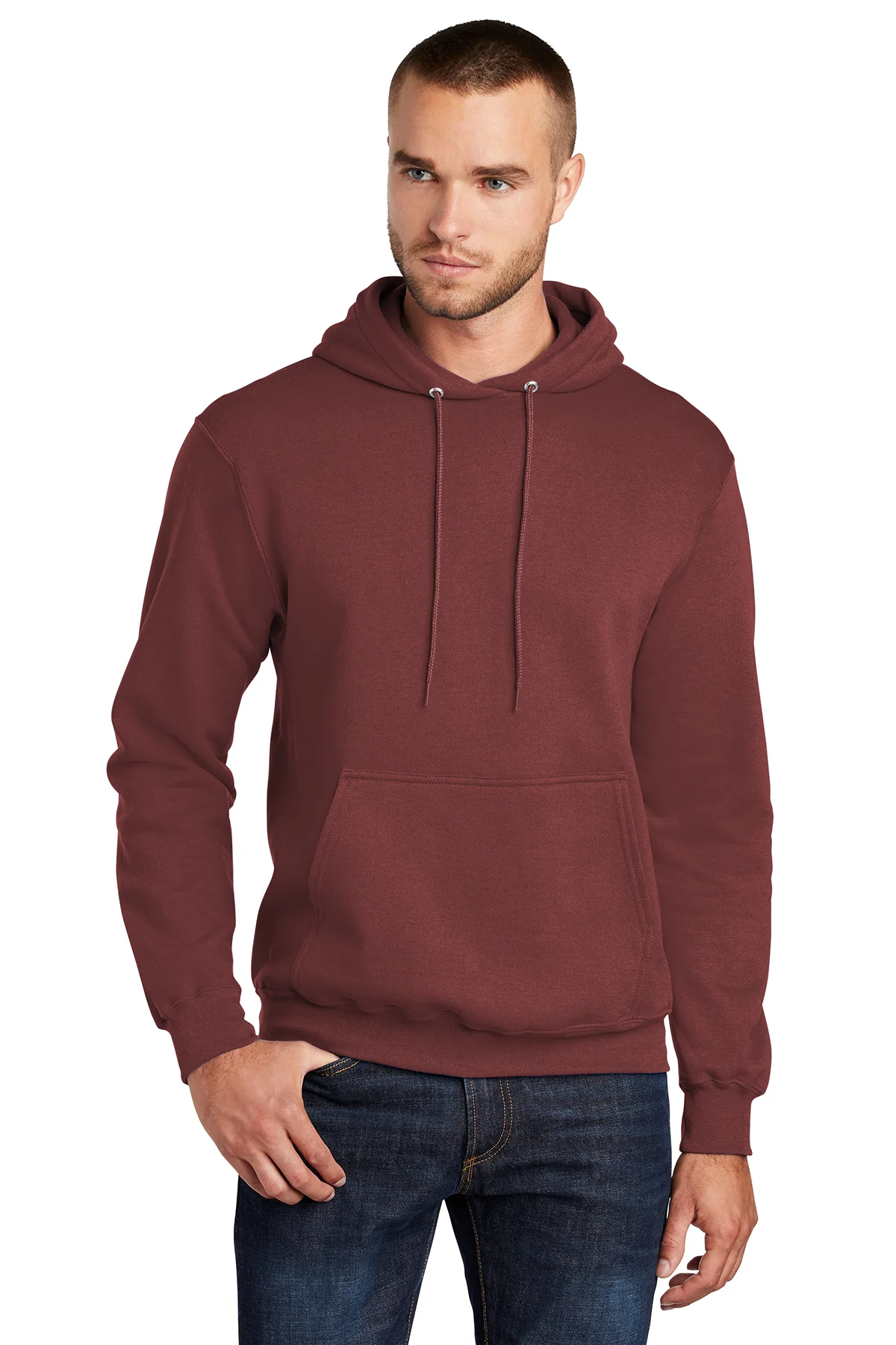 Port & Company Mens Core Pill Resistant Fleece Hooded Sweatshirt Hoodie - Maroon