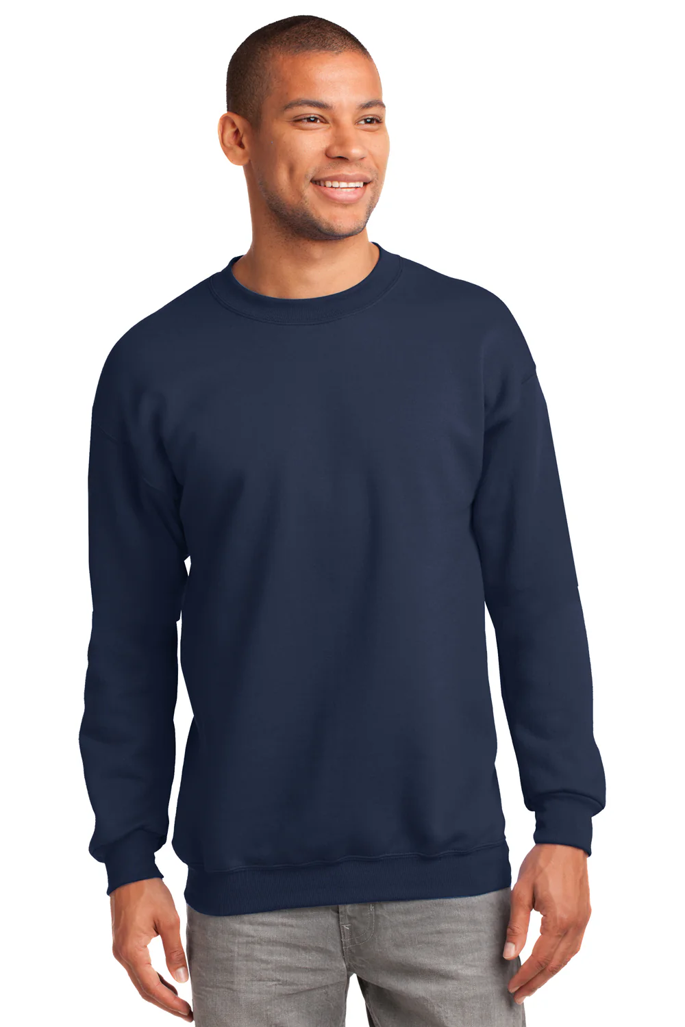 Port & Company Mens Essential Pill Resistant Fleece Crewneck Sweatshirt - Navy Blue