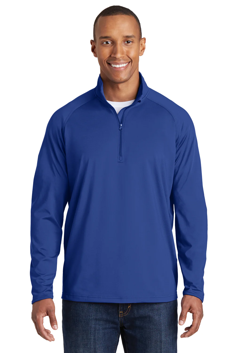 Sport-Tek Mens Sport-Wick Moisture Wicking 1/4 Zip Sweatshirt - True Royal Blue