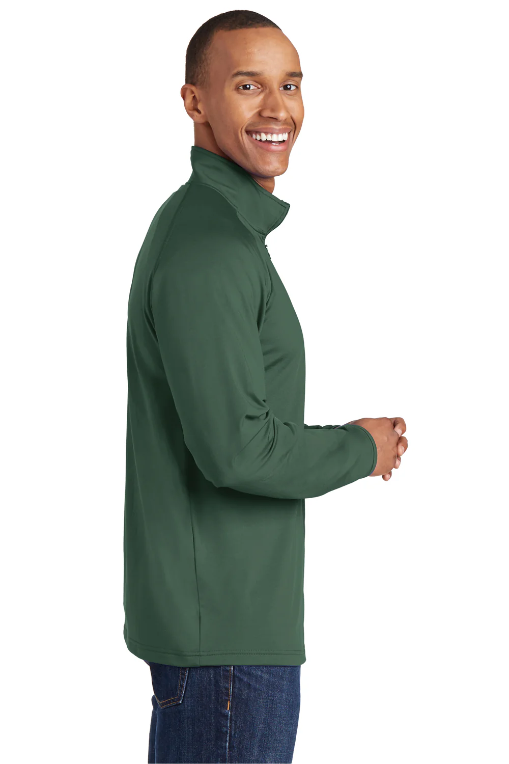 Sport-Tek Mens Sport-Wick Moisture Wicking 1/4 Zip Sweatshirt - Forest Green
