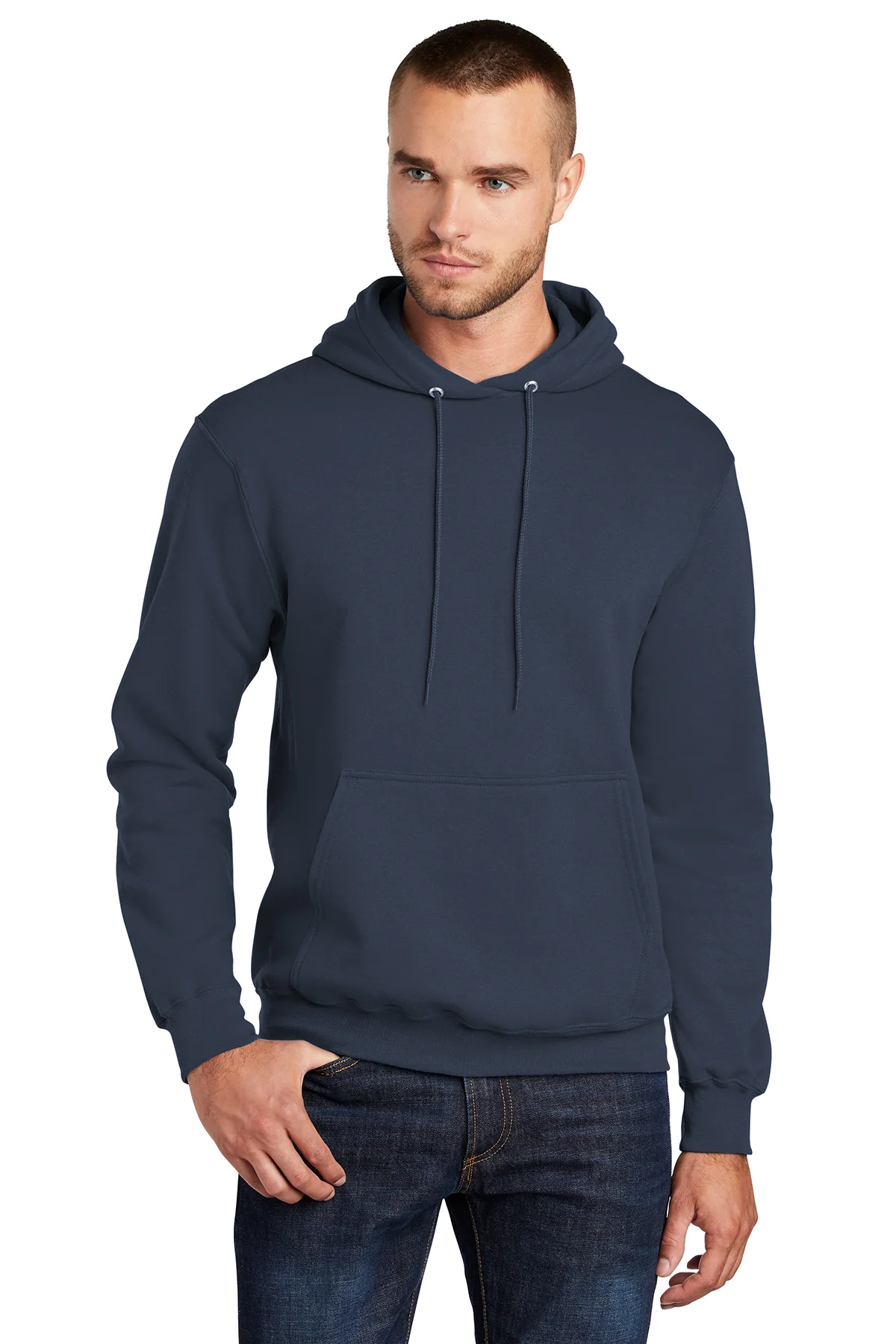 Port & Company Mens Core Pill Resistant Fleece Hooded Sweatshirt Hoodie - Navy Blue
