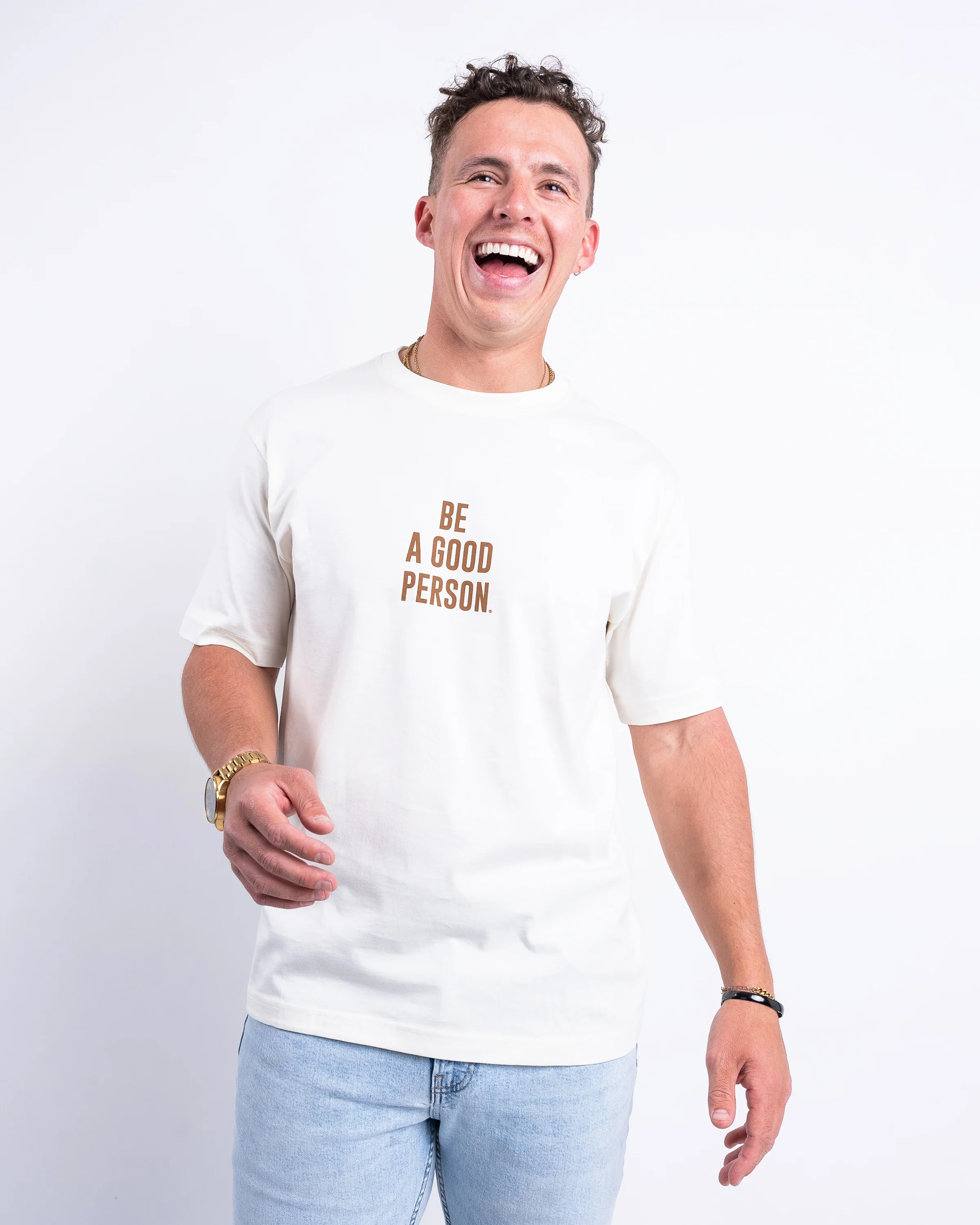 Signature T-Shirt - Cream/Brown