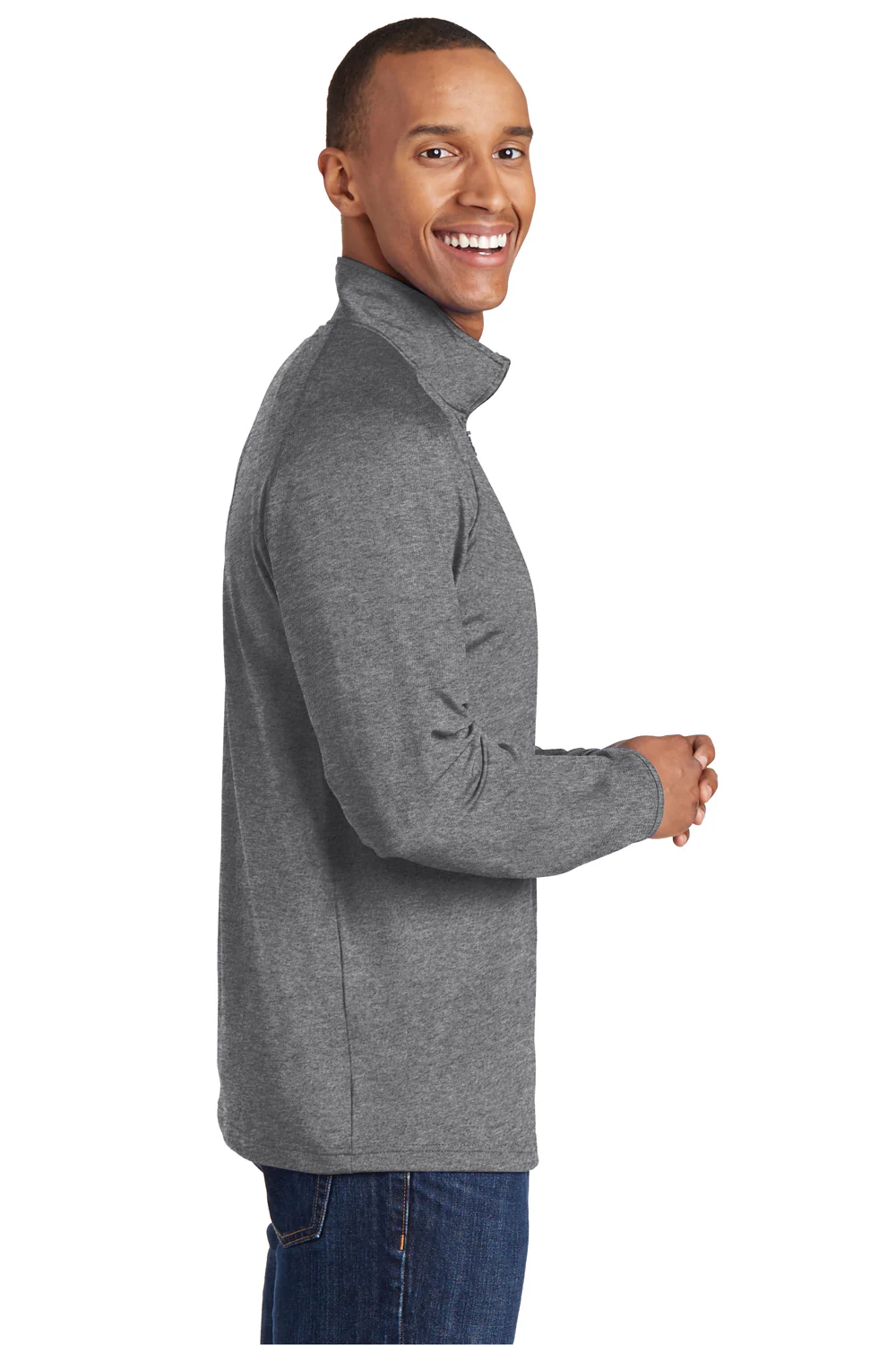 Sport-Tek Mens Sport-Wick Moisture Wicking 1/4 Zip Sweatshirt - Heather Charcoal Grey