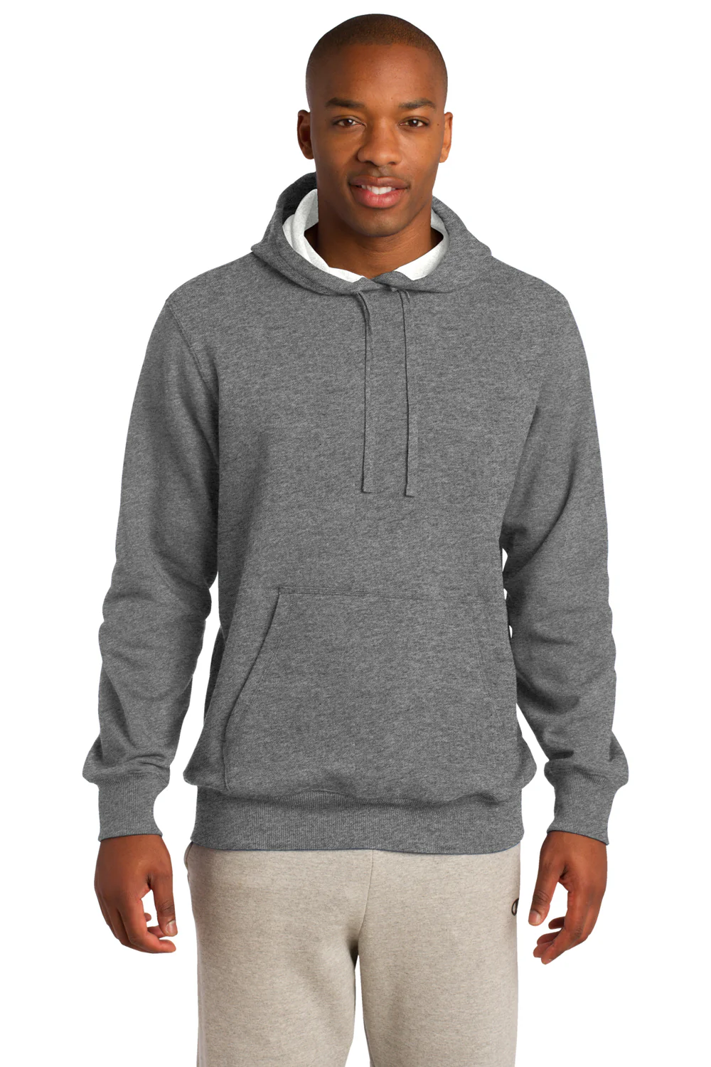 Sport-Tek Mens Shrink Resistant Fleece Hooded Sweatshirt Hoodie - Heather Vintage Grey