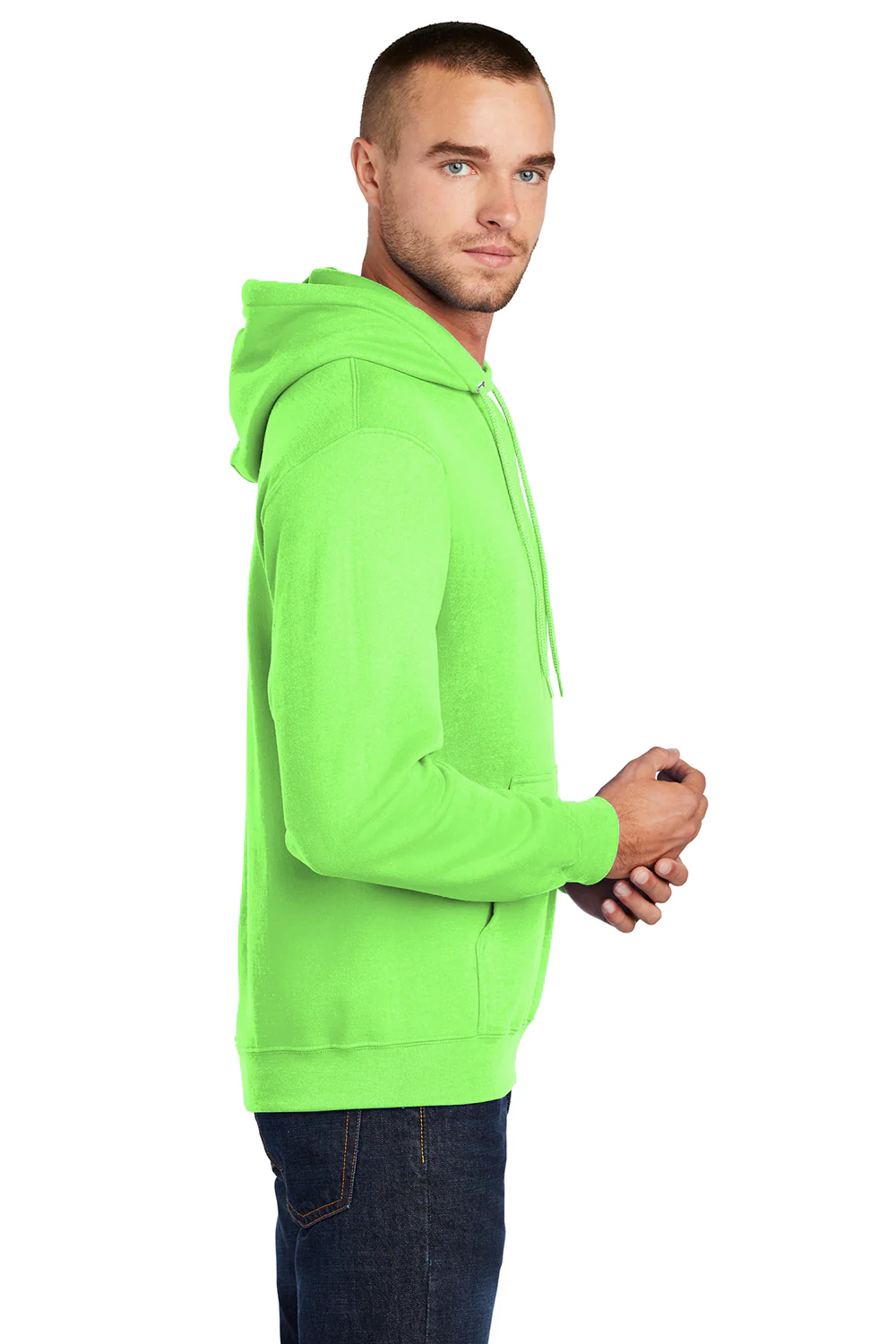 Port & Company Mens Core Pill Resistant Fleece Hooded Sweatshirt Hoodie - Neon Green