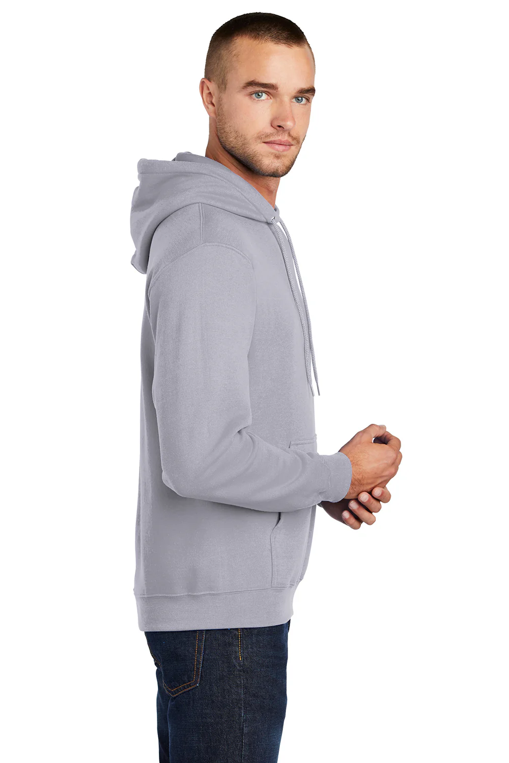 Port & Company Mens Core Pill Resistant Fleece Hooded Sweatshirt Hoodie - Silver Grey
