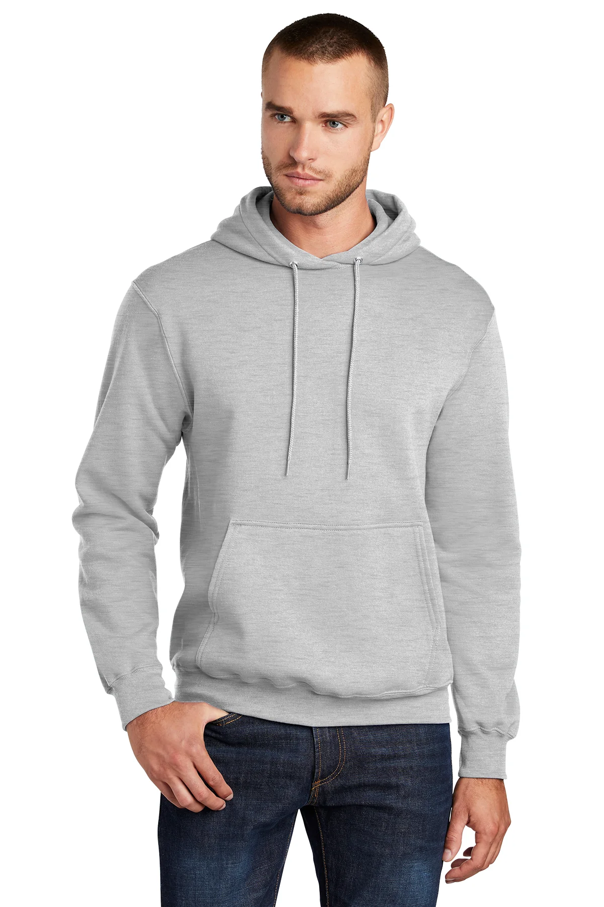 Port & Company Mens Core Pill Resistant Fleece Hooded Sweatshirt Hoodie - Ash Grey