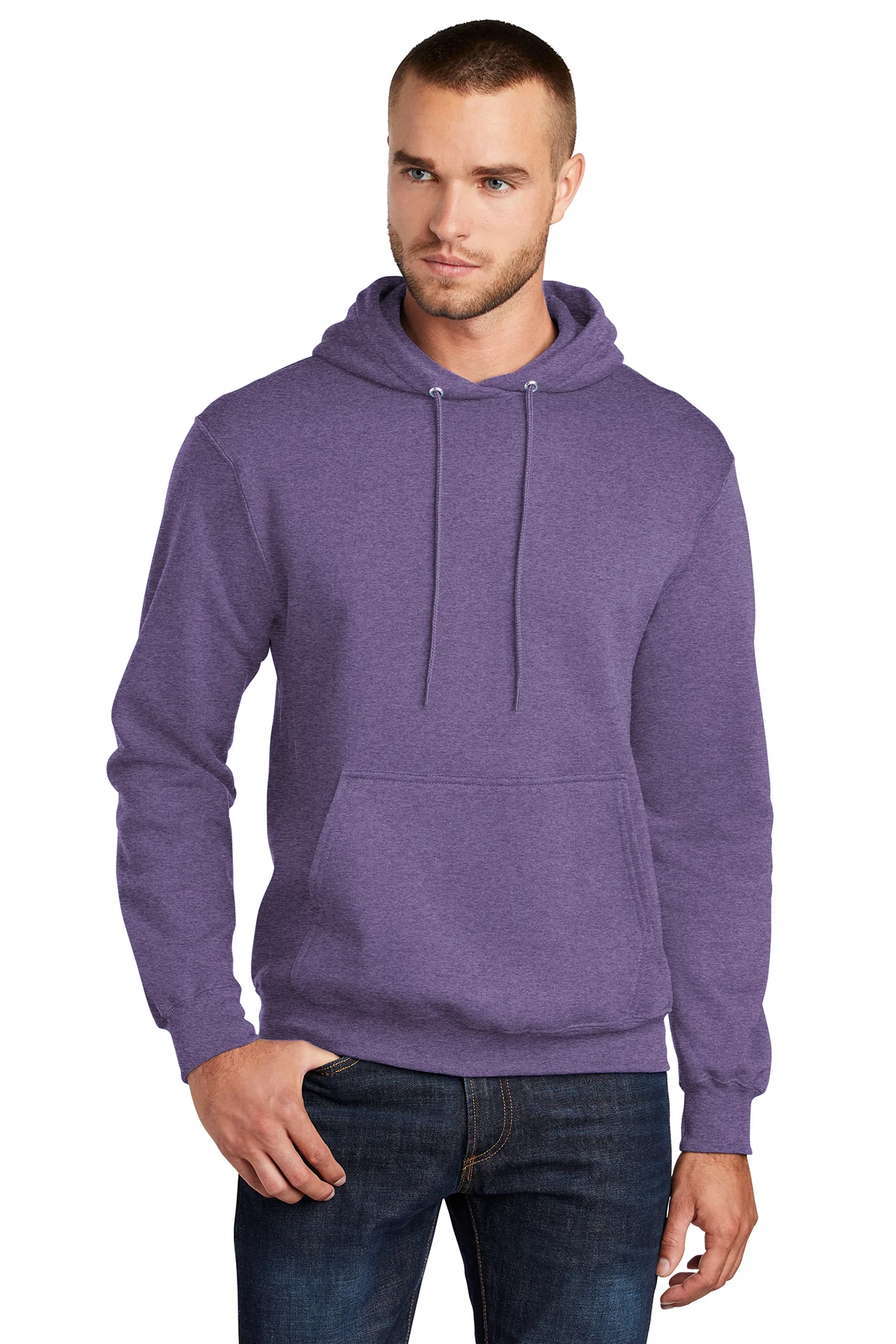 Port & Company Mens Core Pill Resistant Fleece Hooded Sweatshirt Hoodie - Heather Purple