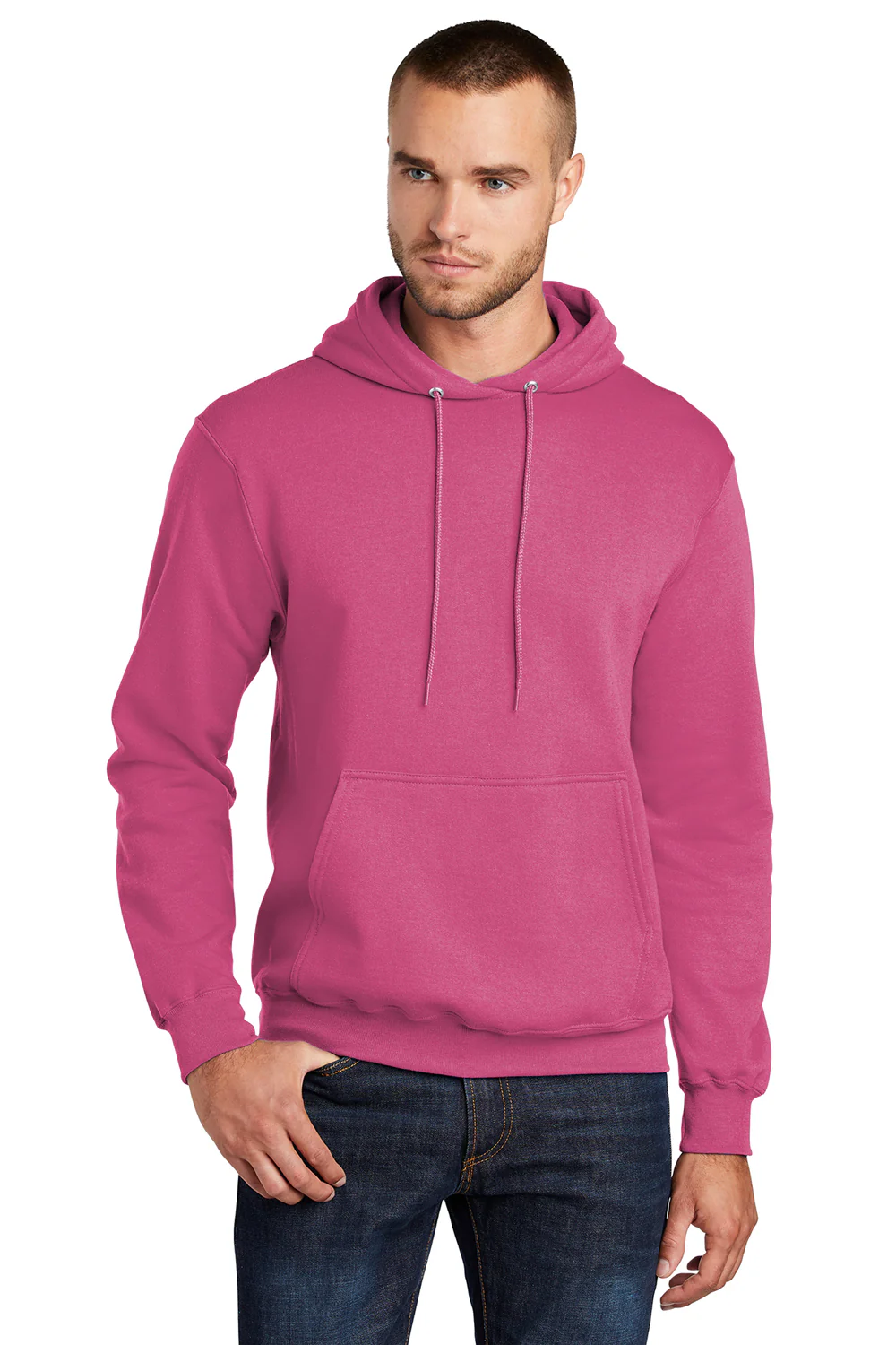 Port & Company Mens Core Pill Resistant Fleece Hooded Sweatshirt Hoodie - Sangria Pink