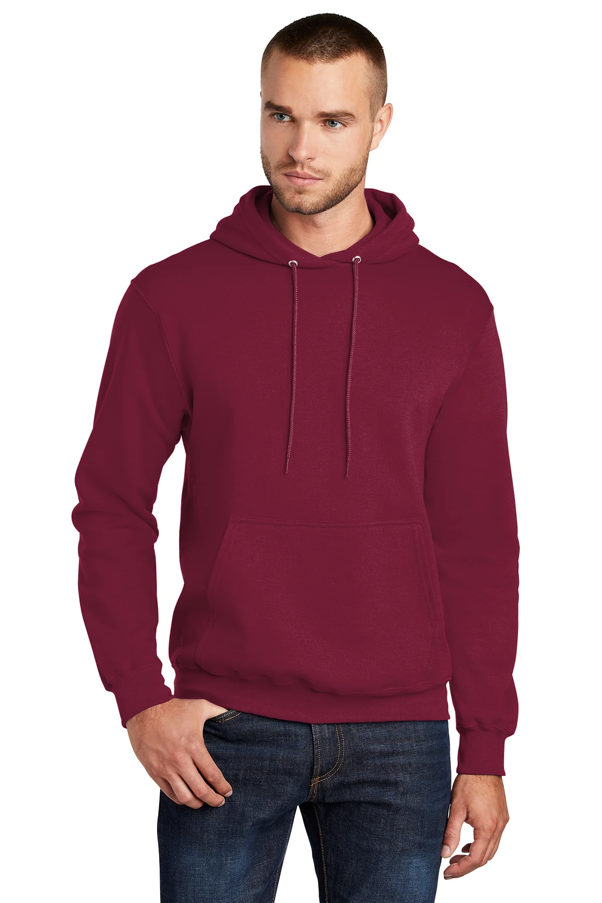 Port & Company Mens Core Pill Resistant Fleece Hooded Sweatshirt Hoodie - Cardinal Red