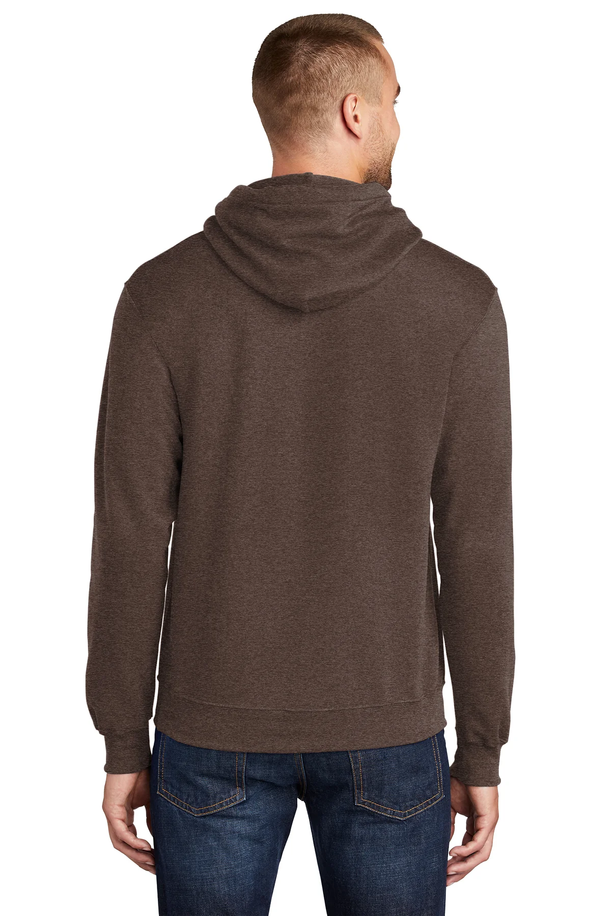 Port & Company Mens Core Pill Resistant Fleece Hooded Sweatshirt Hoodie - Heather Dark Chocolate Brown