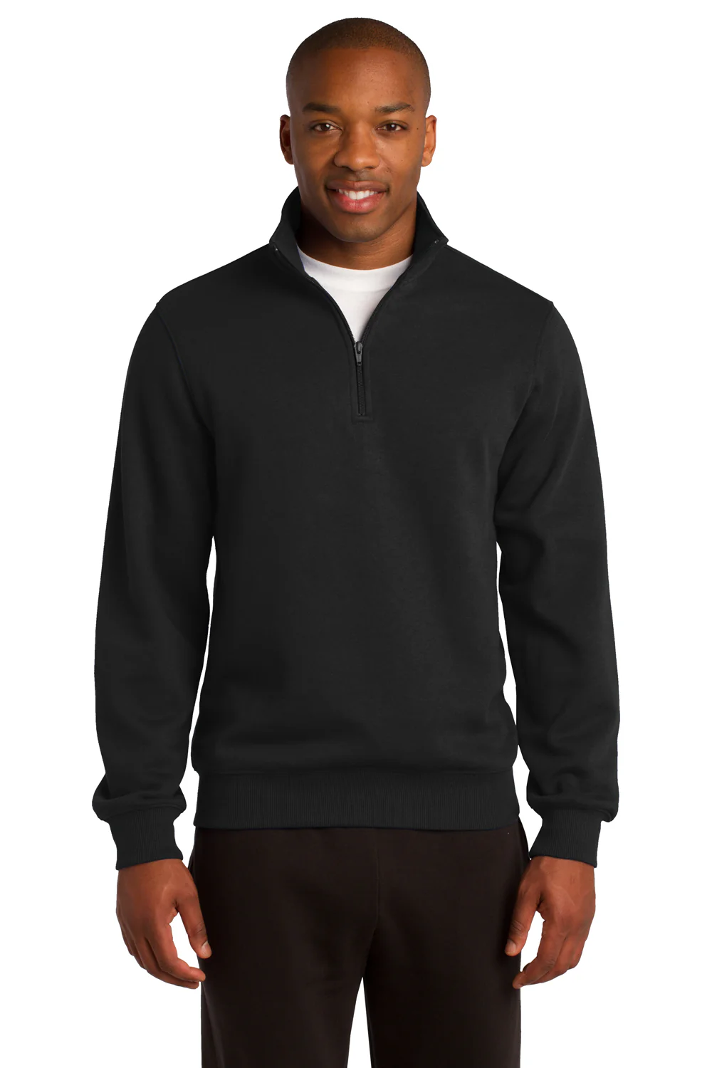 Sport-Tek Mens Shrink Resistant Fleece 1/4 Zip Sweatshirt - Black