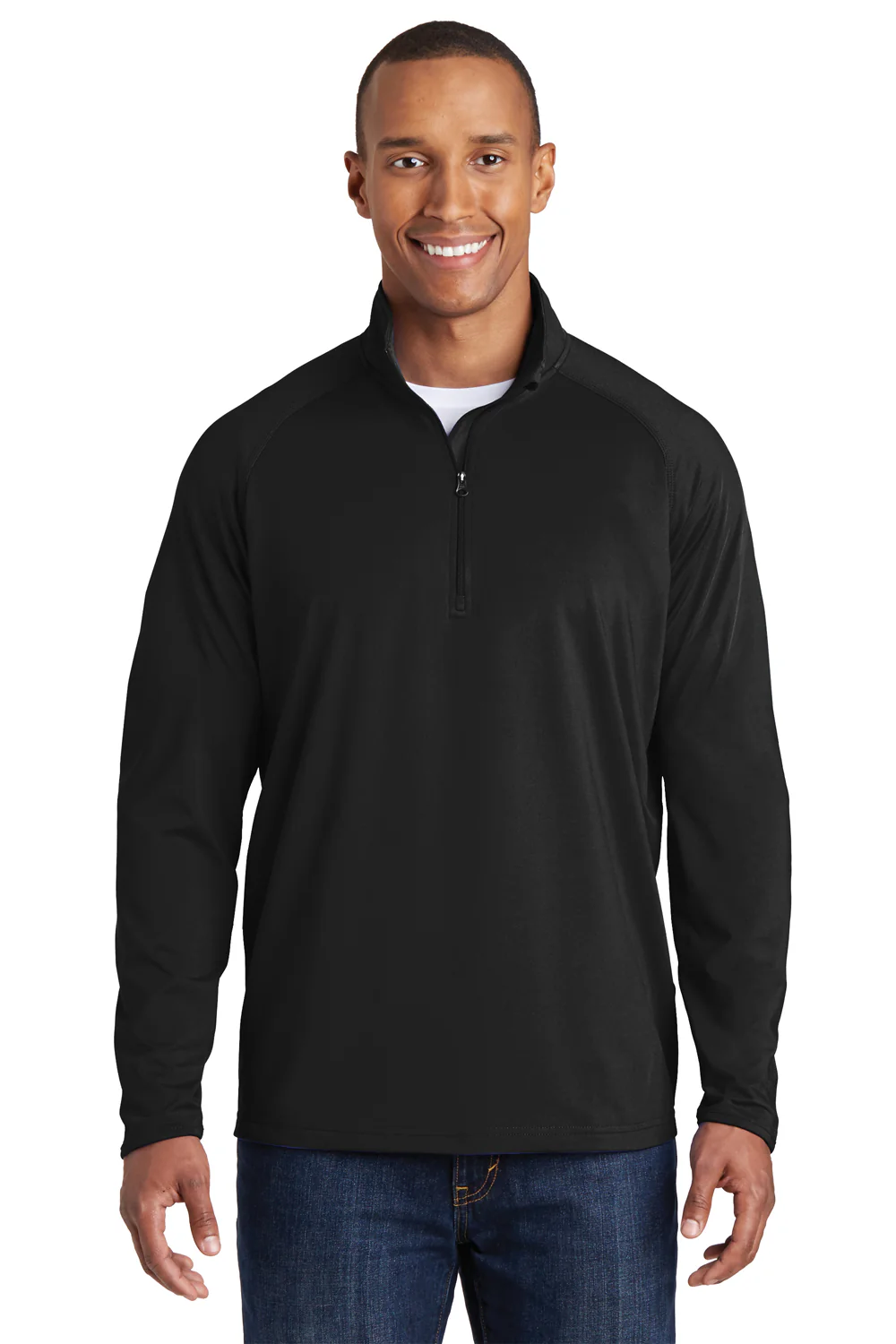 Sport-Tek Mens Sport-Wick Moisture Wicking 1/4 Zip Sweatshirt - Black
