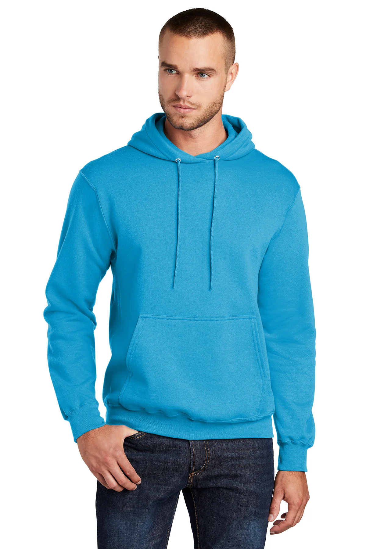 Port & Company Mens Core Pill Resistant Fleece Hooded Sweatshirt Hoodie - Neon Blue