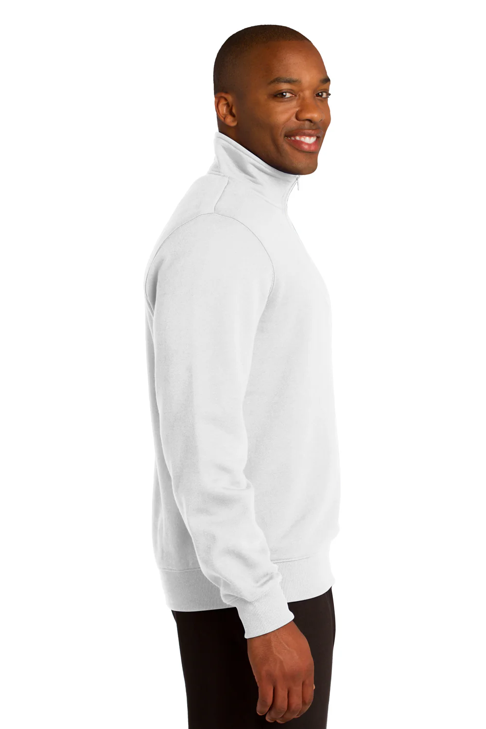 Sport-Tek Mens Shrink Resistant Fleece 1/4 Zip Sweatshirt - White