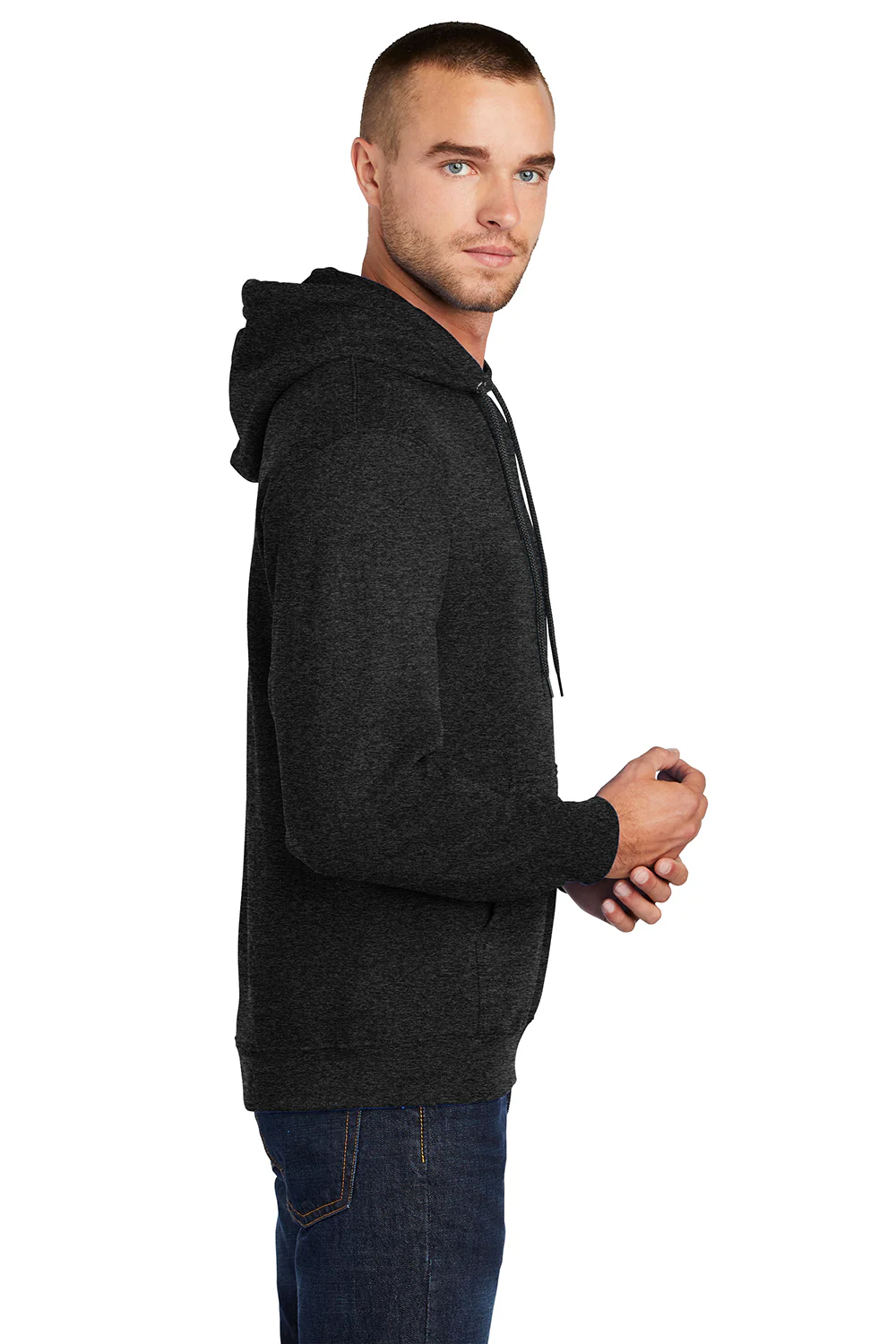 Port & Company Mens Core Pill Resistant Fleece Hooded Sweatshirt Hoodie - Heather Black