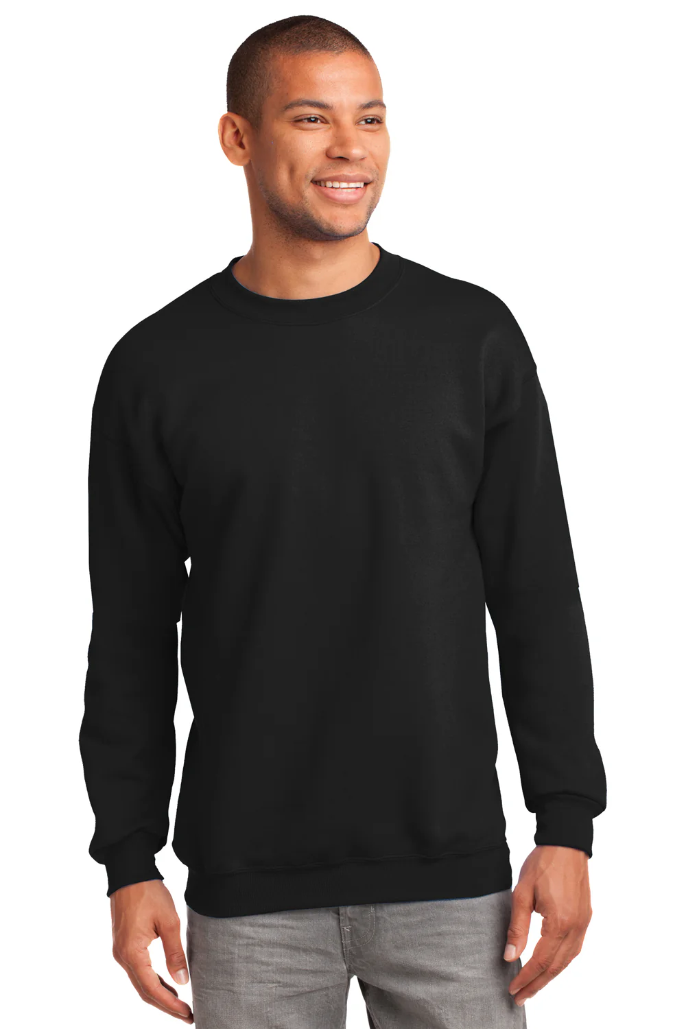 Port & Company Mens Essential Pill Resistant Fleece Crewneck Sweatshirt - Jet Black