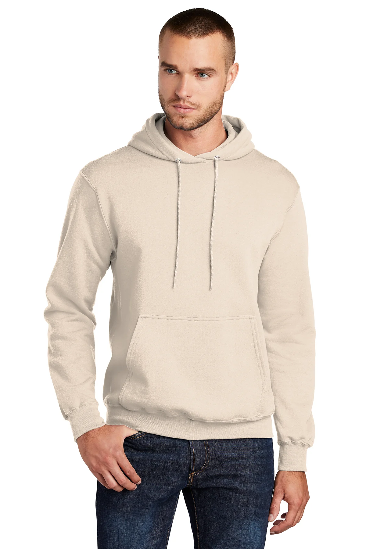Port & Company Mens Core Pill Resistant Fleece Hooded Sweatshirt Hoodie - Natural