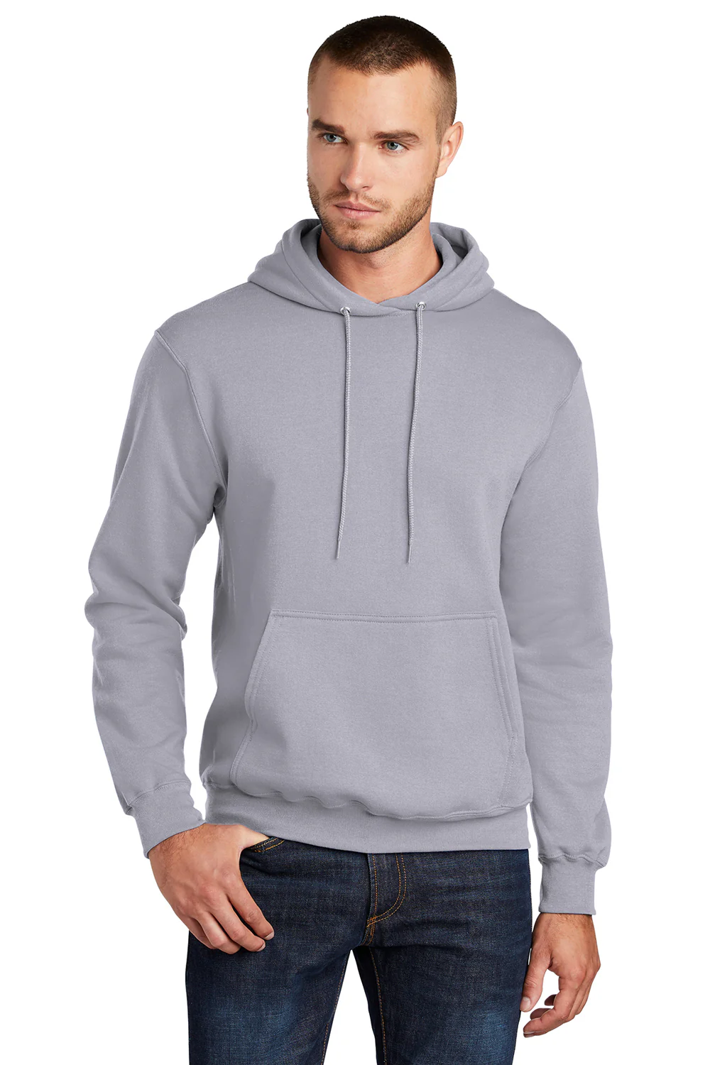Port & Company Mens Core Pill Resistant Fleece Hooded Sweatshirt Hoodie - Silver Grey