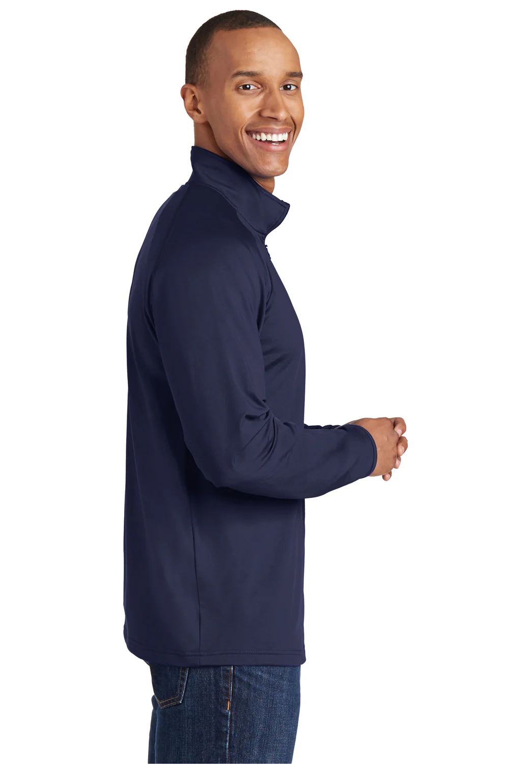 Sport-Tek Mens Sport-Wick Moisture Wicking 1/4 Zip Sweatshirt - True Navy Blue