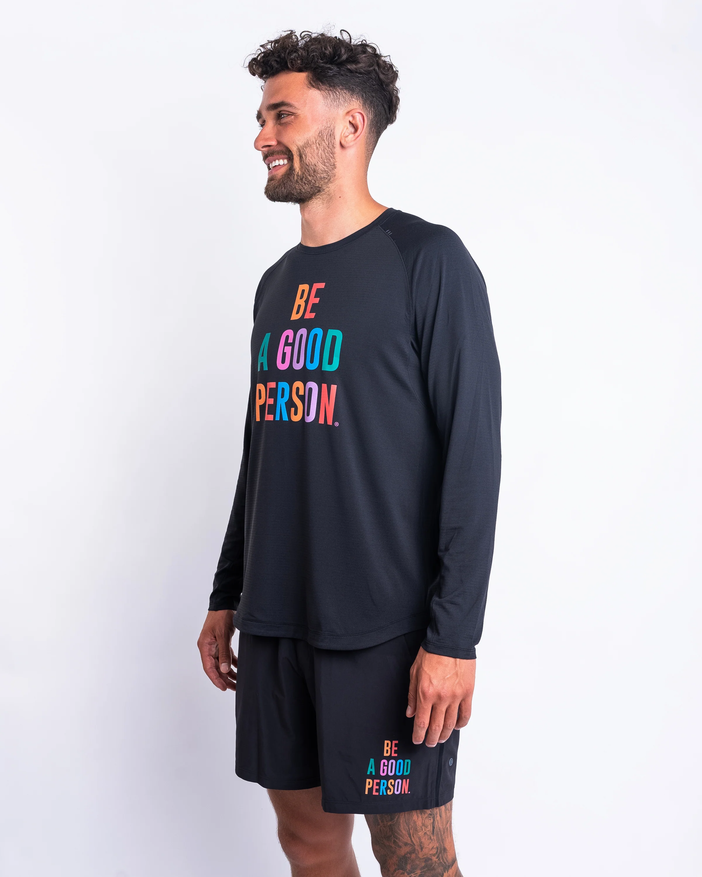 License to Train Long-Sleeve Shirt - Black - lululemon // BE A GOOD PERSON *Pre-Order*