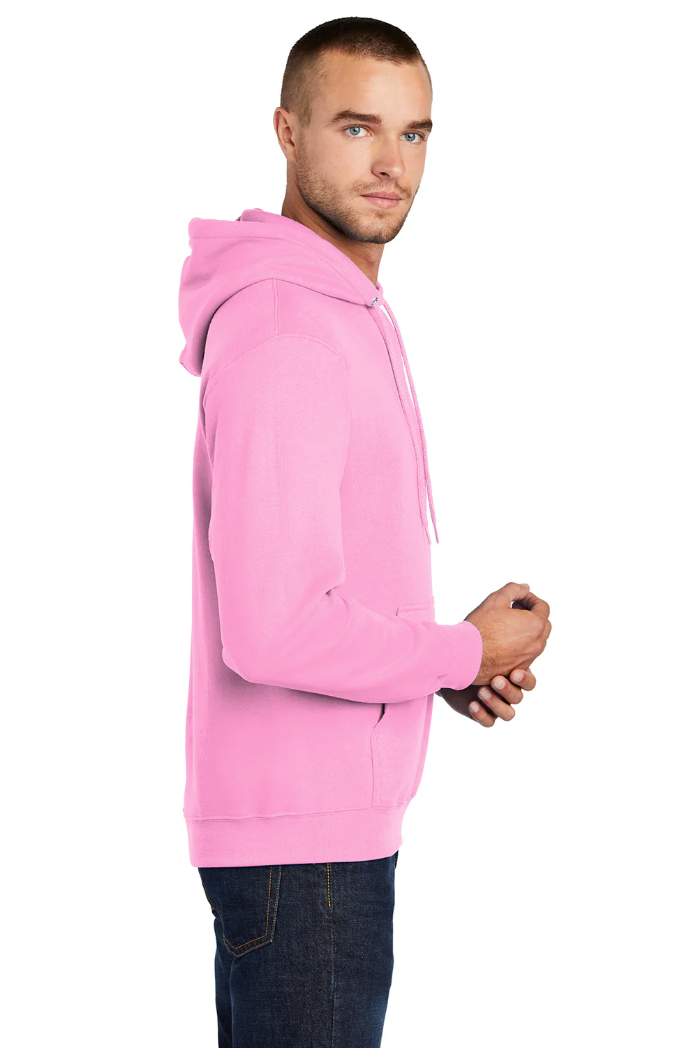 Port & Company Mens Core Pill Resistant Fleece Hooded Sweatshirt Hoodie - Candy Pink