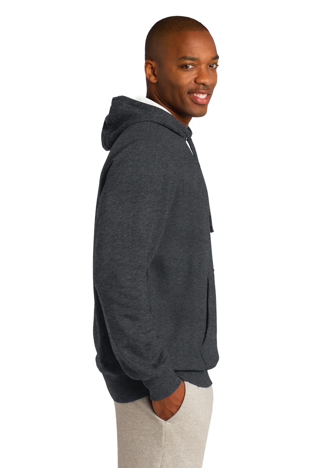 Sport-Tek Mens Shrink Resistant Fleece Hooded Sweatshirt Hoodie - Heather Graphite Grey
