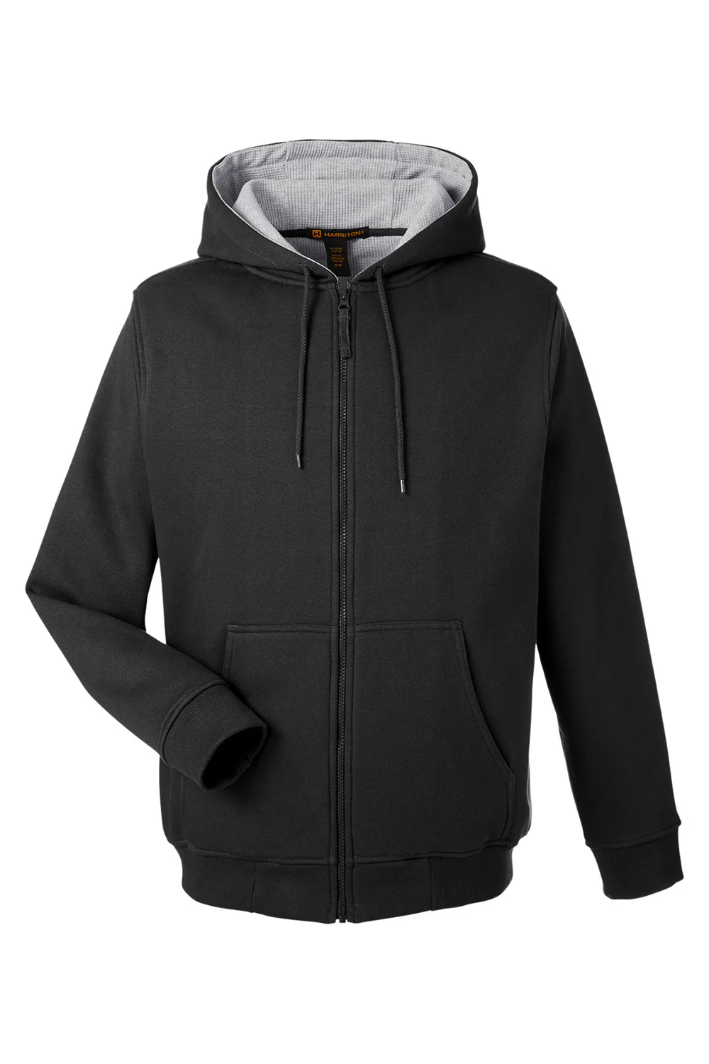 Harriton Mens Climabloc Water Resistant Full Zip Hooded Sweatshirt Hoodie - Black