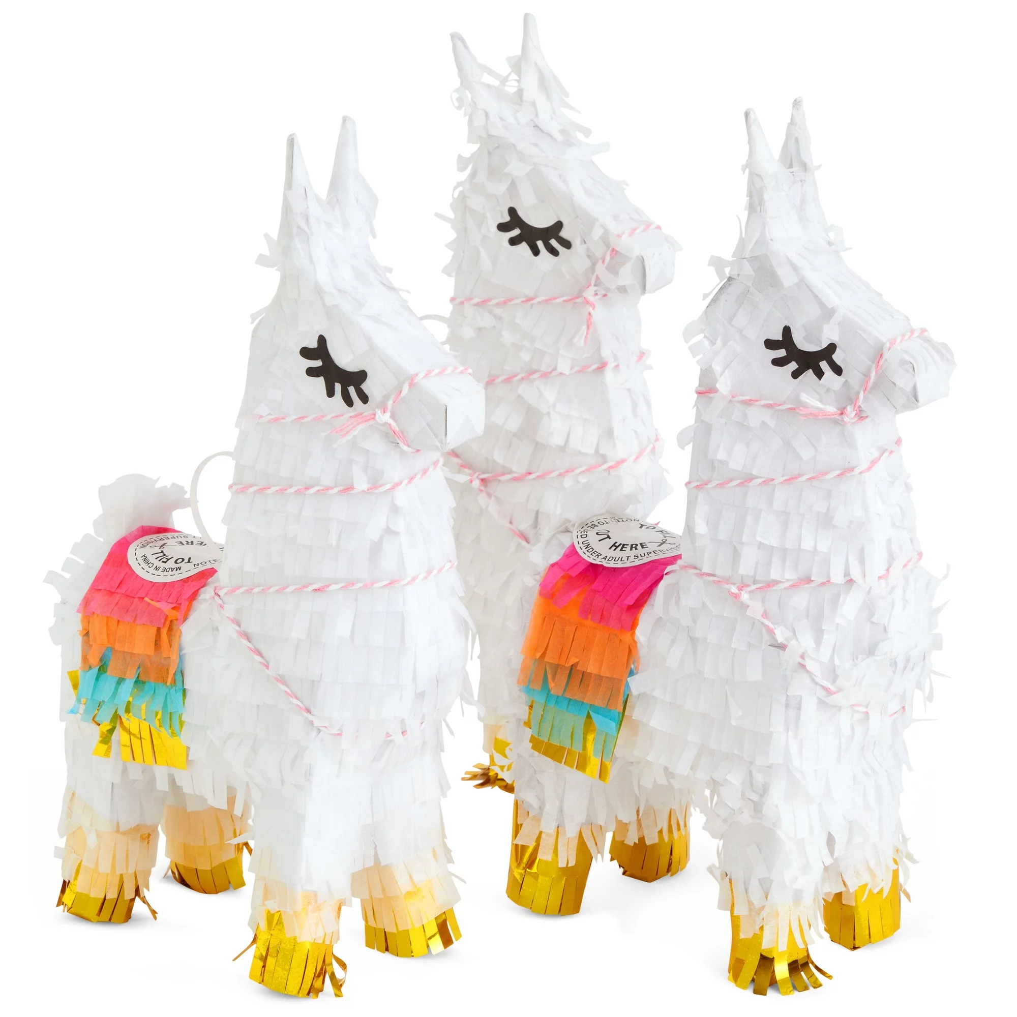 3 Pack Mini Llama Pinata for Birthday Party, Fiesta, Cinco de Mayo Decorations (4.9 x 2.1 x 10.2 Inches)