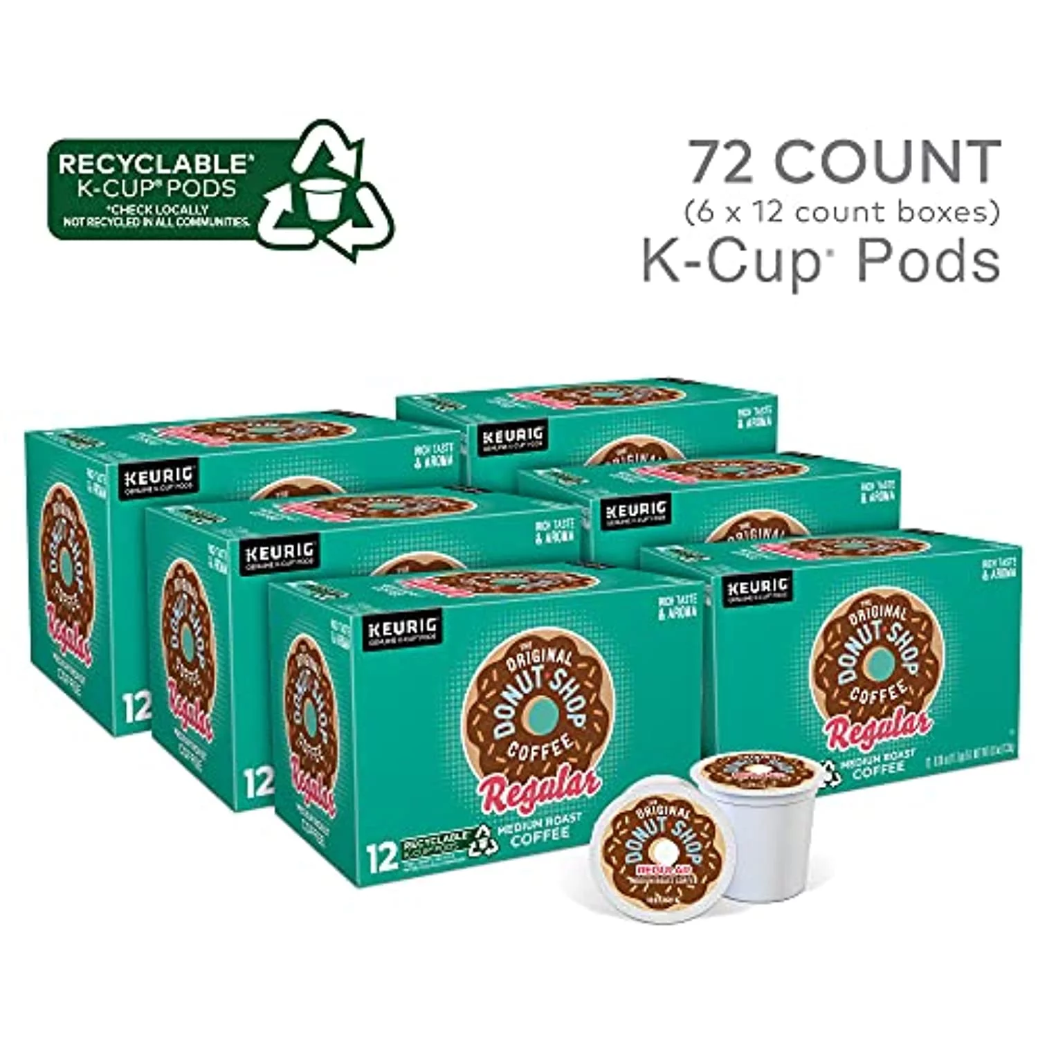 The Original Donut Shop Keurig Single-Serve K-Cup Pods, Regular Medium Roast Coffee, 72 Count
