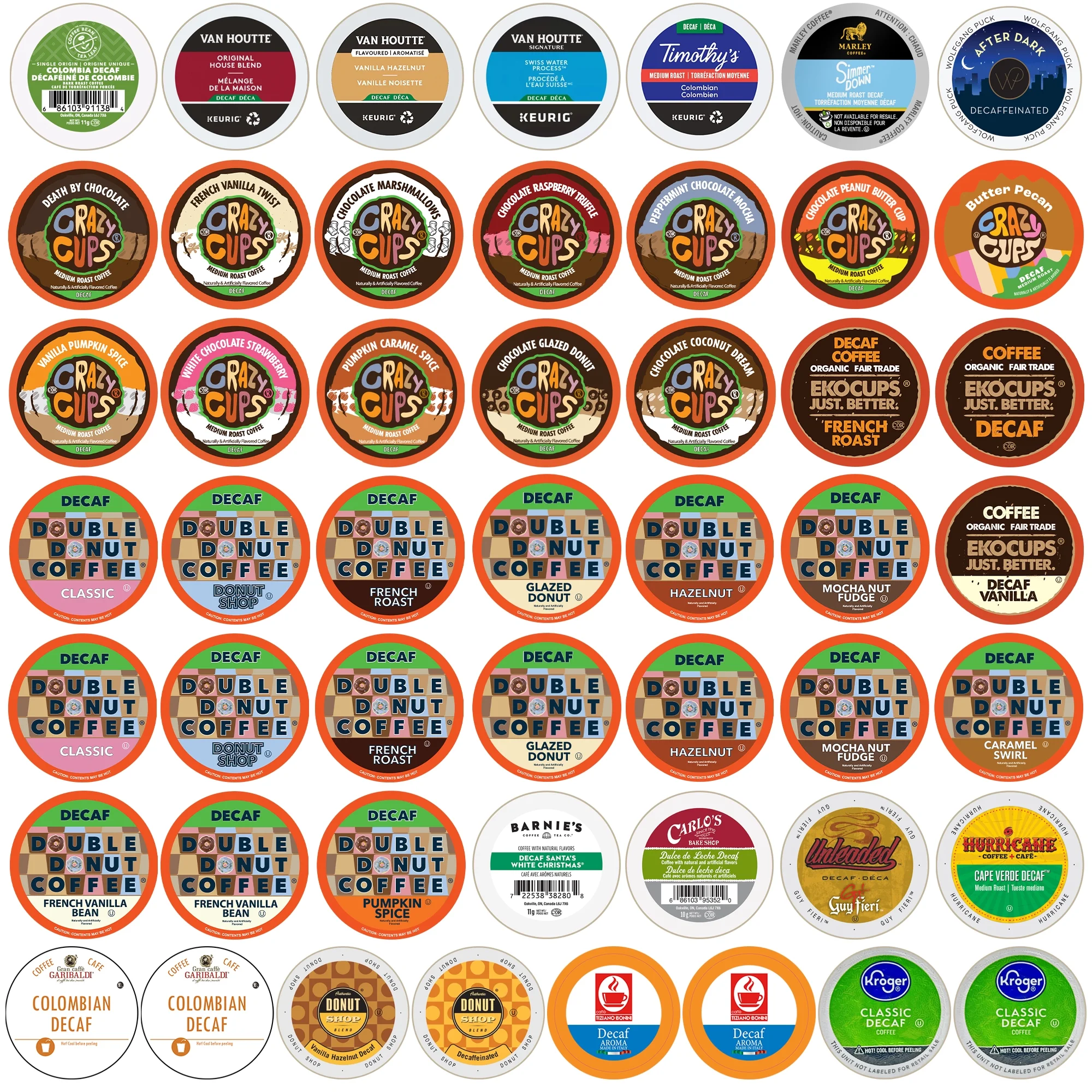 Perfect sampler variety Pack Decaf Coffee Single Serve Cups for Keurig K Cup Brewers, 50 Count