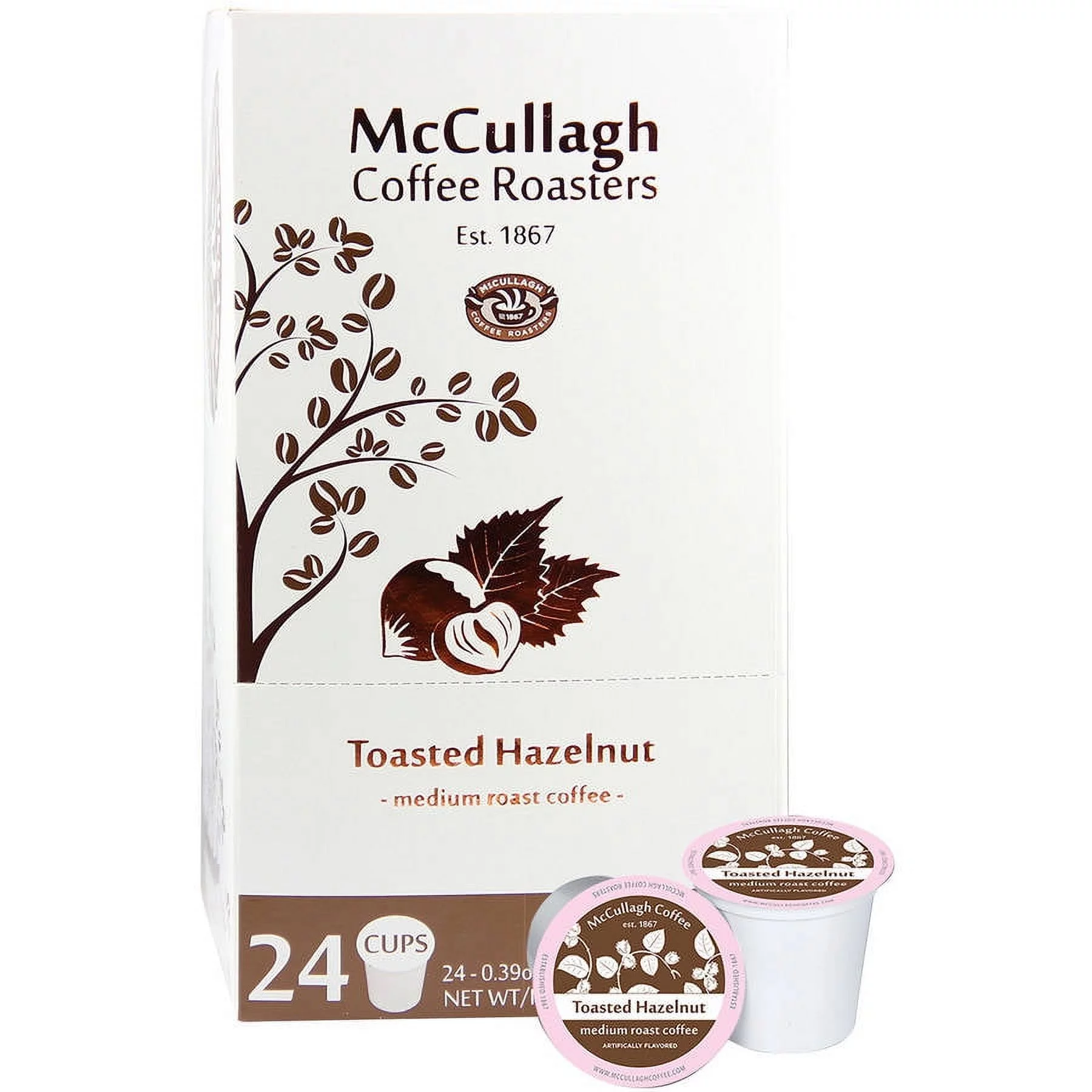 McCullagh Coffee Roasters Toasted Hazelnut Medium Roast Single Serve Coffee Cups, 24 count, (Pack of 4)