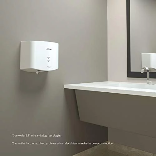 AIKE AK2630S Compact Automatic High Speed Hand Dryer Commercial and Household,ABS Cover 1400W(White)