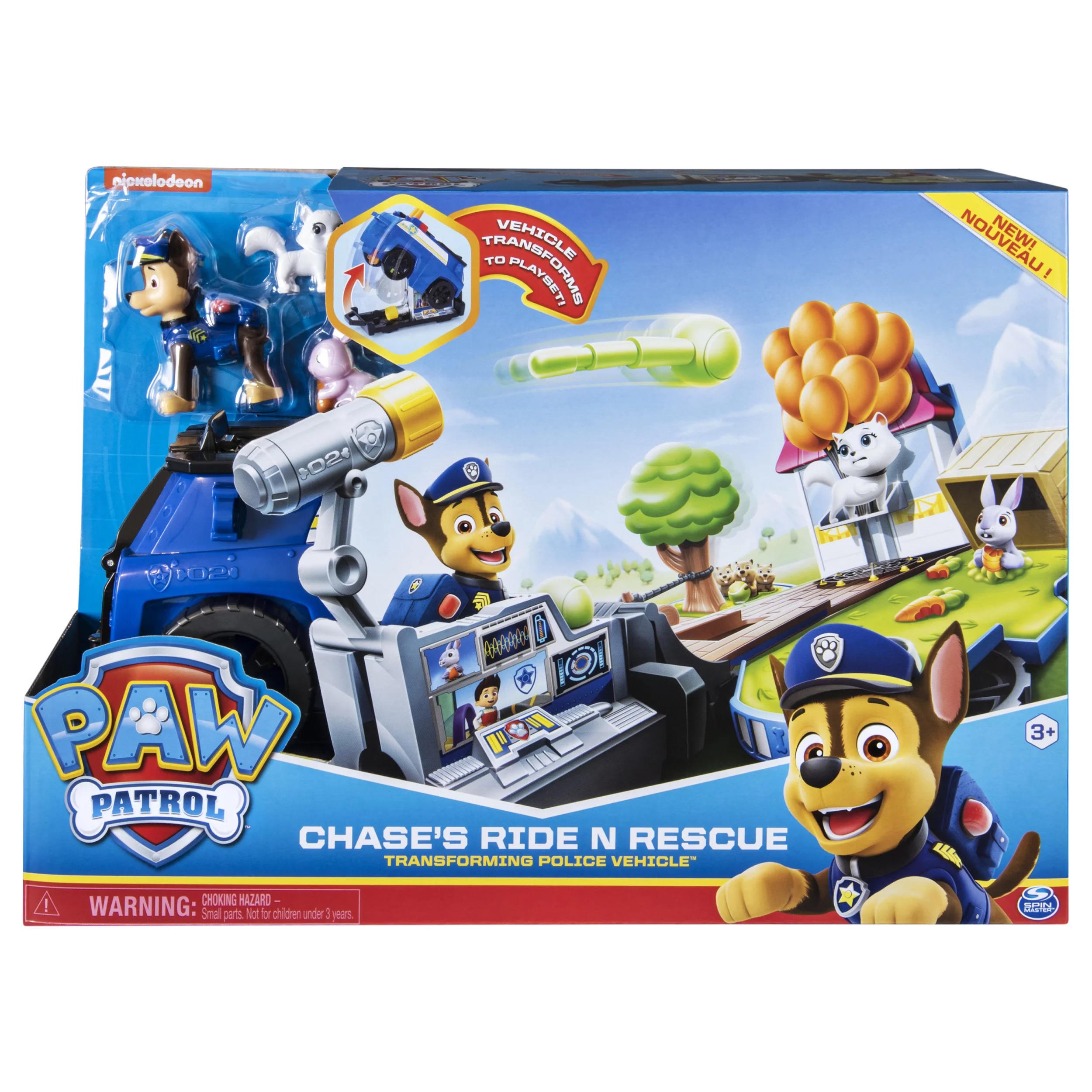 PAW Patrol, Chase’s Ride ‘n’ Rescue, Transforming 2-in-1 Playset and Police Cruiser, for Kids Aged 3 and Up