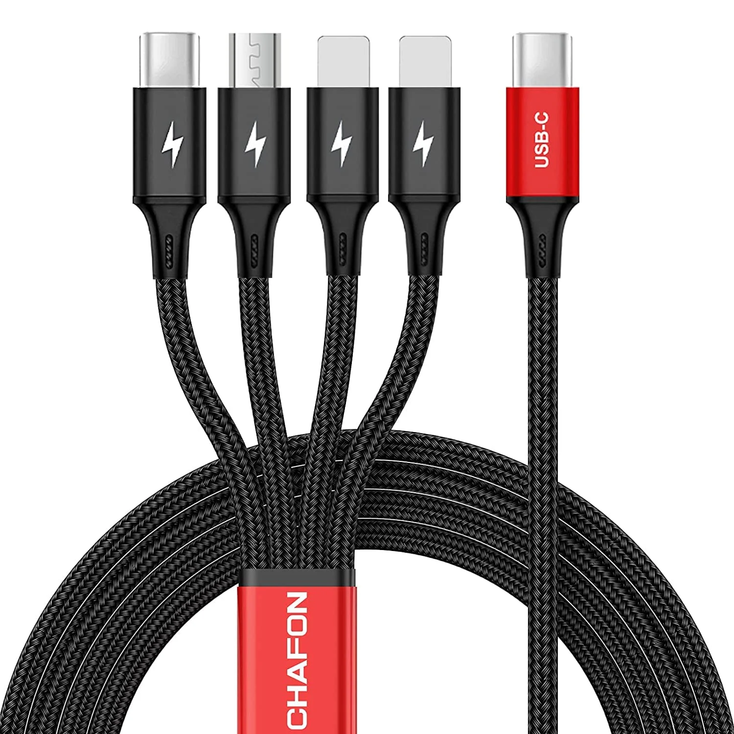CHAFON USB C to Multi Charging Cable,4 in 1 Charger Cord Nylon Braided Adapter with Type C/ro USB Compatible