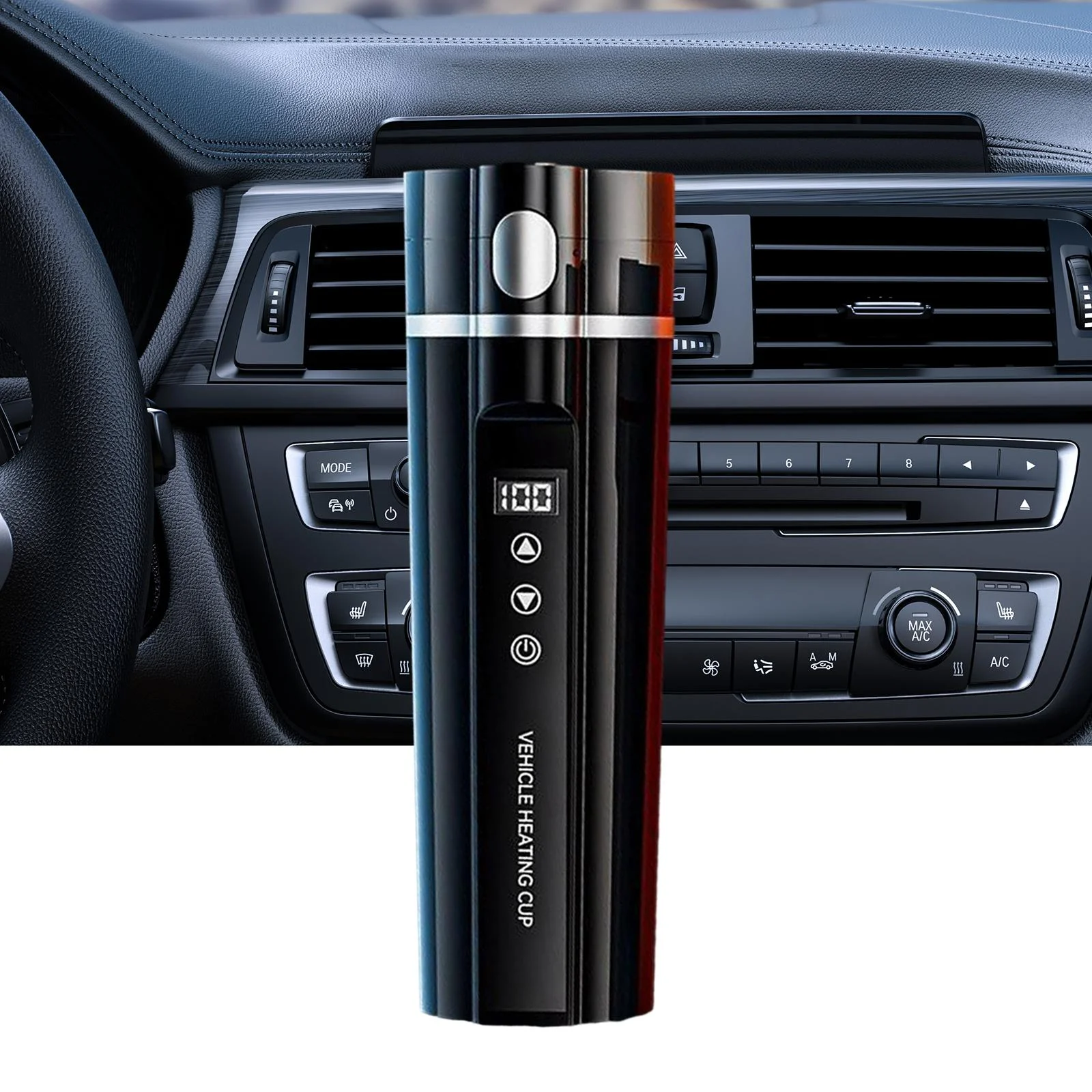 Car Heating Cup Portable 12V/24V Travel Car Truck Kettle for Tea Coffee Black