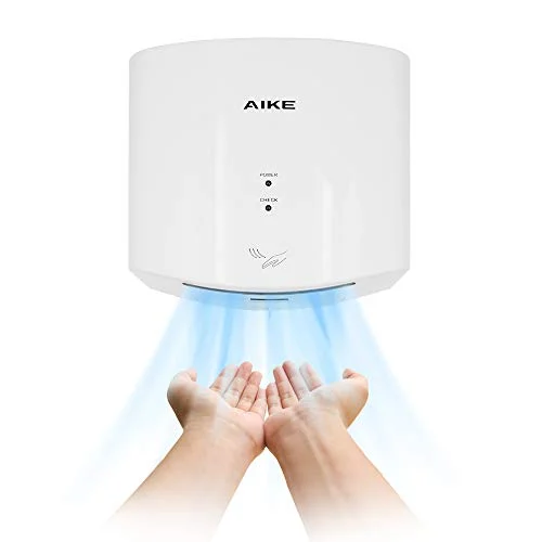 AIKE AK2630S Compact Automatic High Speed Hand Dryer Commercial and Household,ABS Cover 1400W(White)