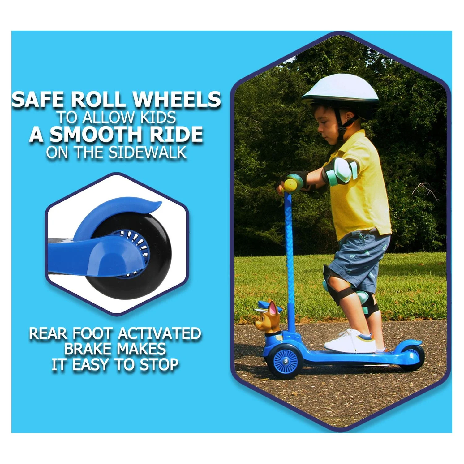 Paw Patrol Chase 3D Scooter with 3 Wheels Tilt and Turn, For Toddlers Ages 3+