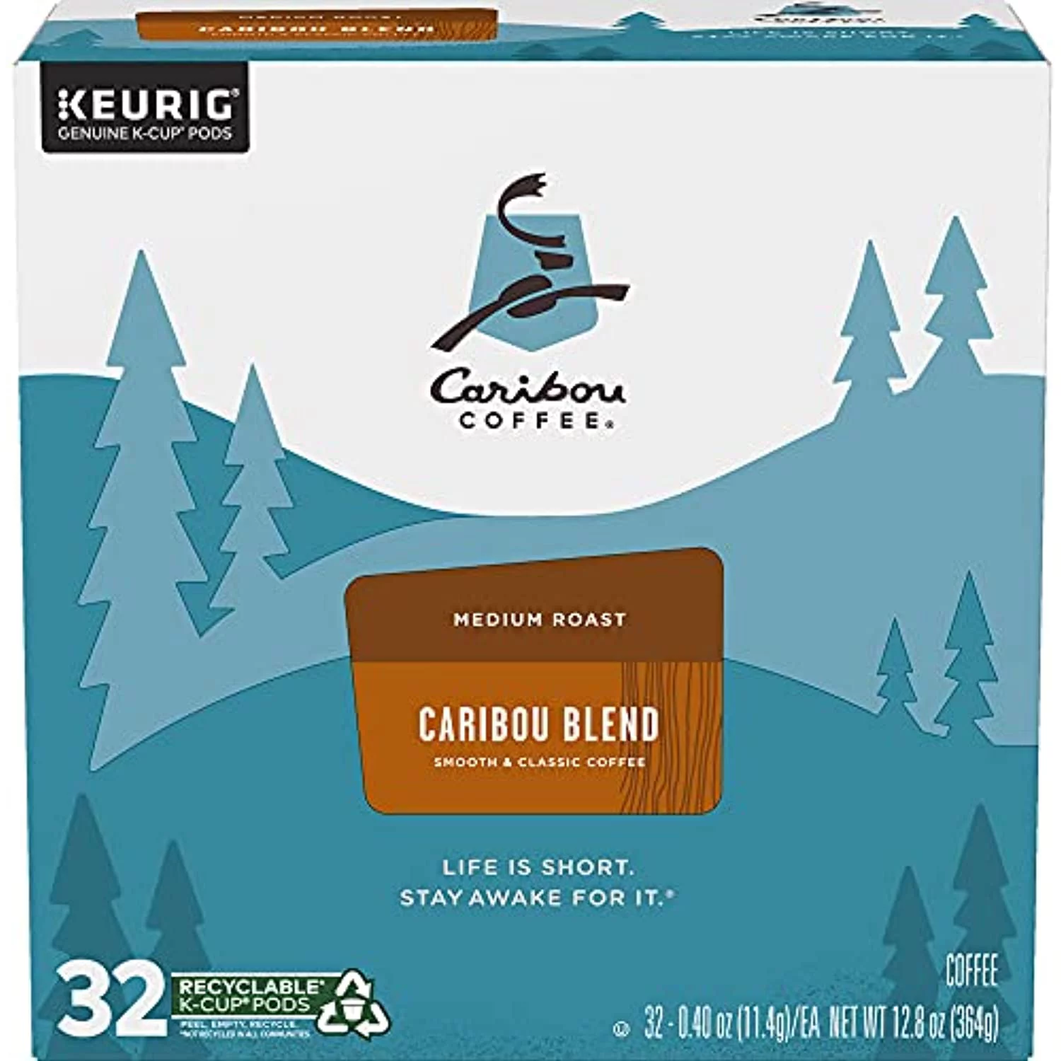 Caribou Coffee Caribou Blend, Single-Serve Keurig K-Cup Pods, Medium Roast Coffee, 32 Count