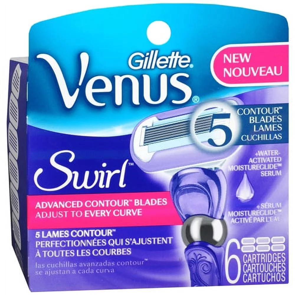 Gillette Venus Swirl Womens Razor Refills 5 Lames Contour - 6 Ea, 3 Pack