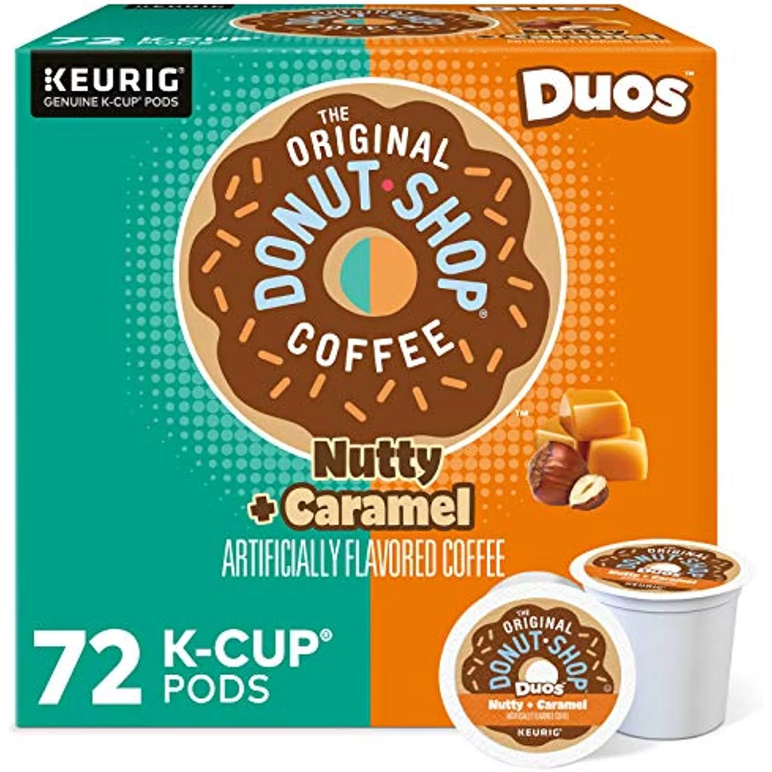 The Original Donut Shop Nutty Caramel, Single-Serve Keurig K-Cup Pods, Flavored Light Roast Coffee, 72 Count