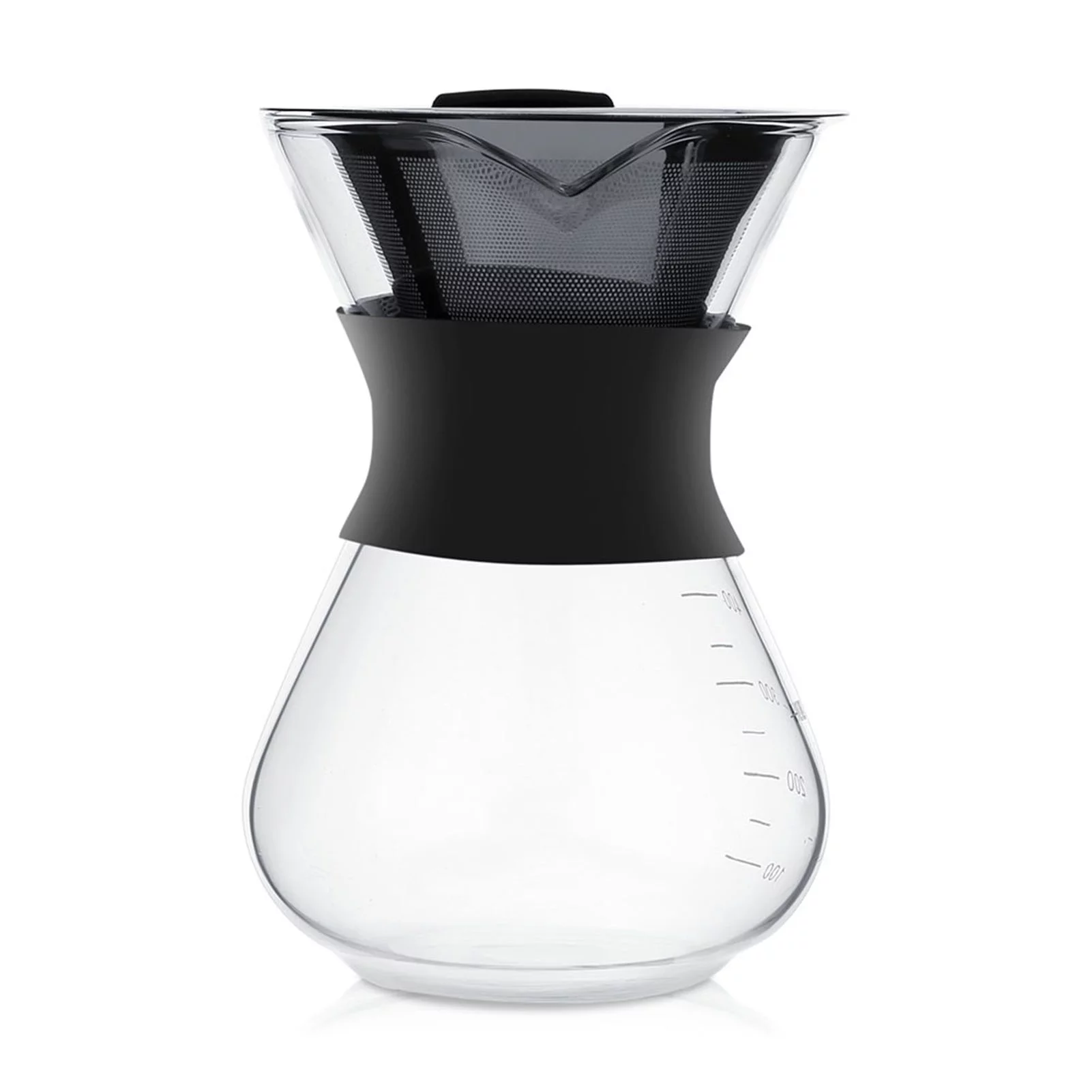 TKSE Manual Hand Drip Coffee Maker Glass Pot, With Stainless Steel Filter