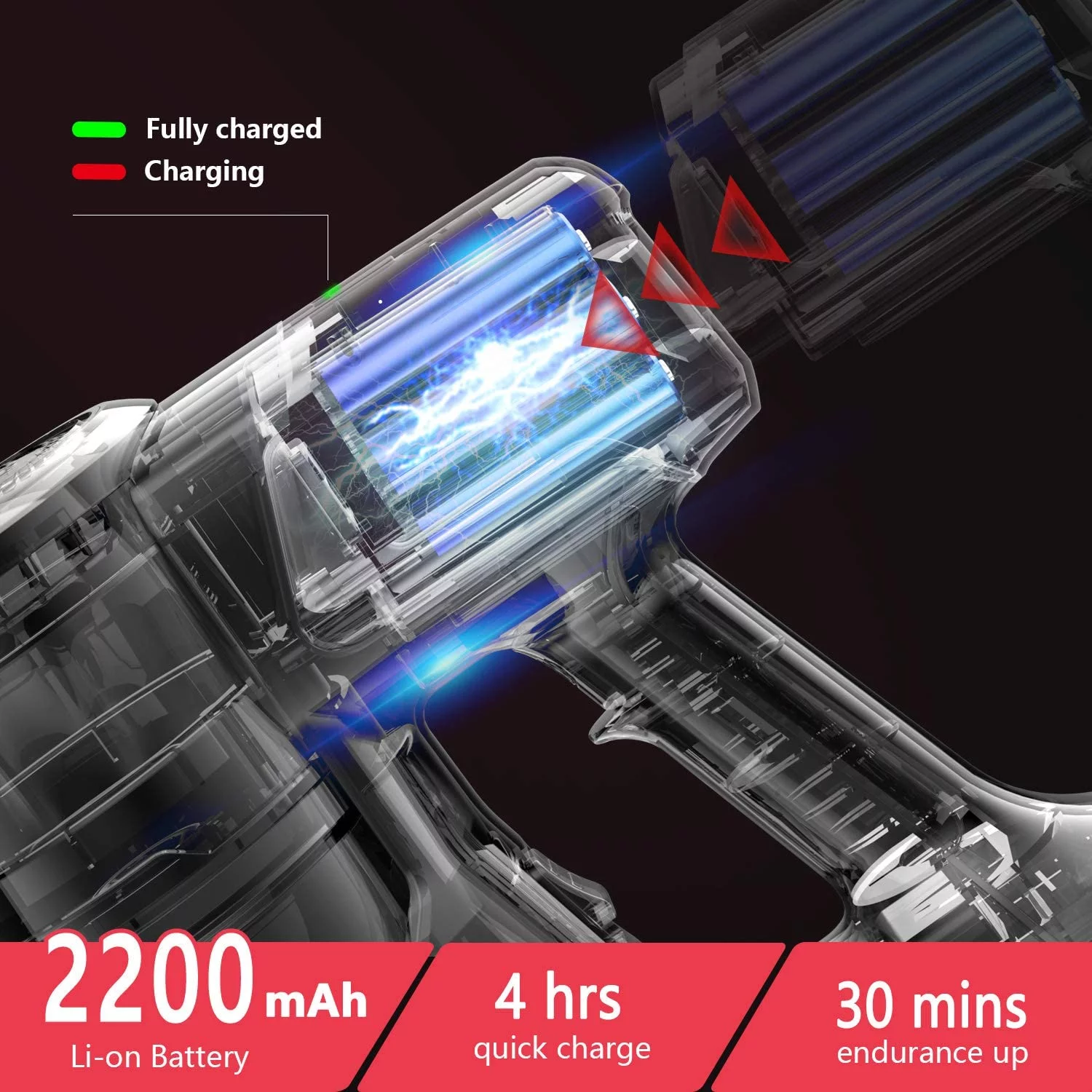 Cordless Vacuum Cleaner 2 in 1 Stick Vacuum Ultra-Quiet Handheld Vacuum with Brushless Motor Multi Attachments