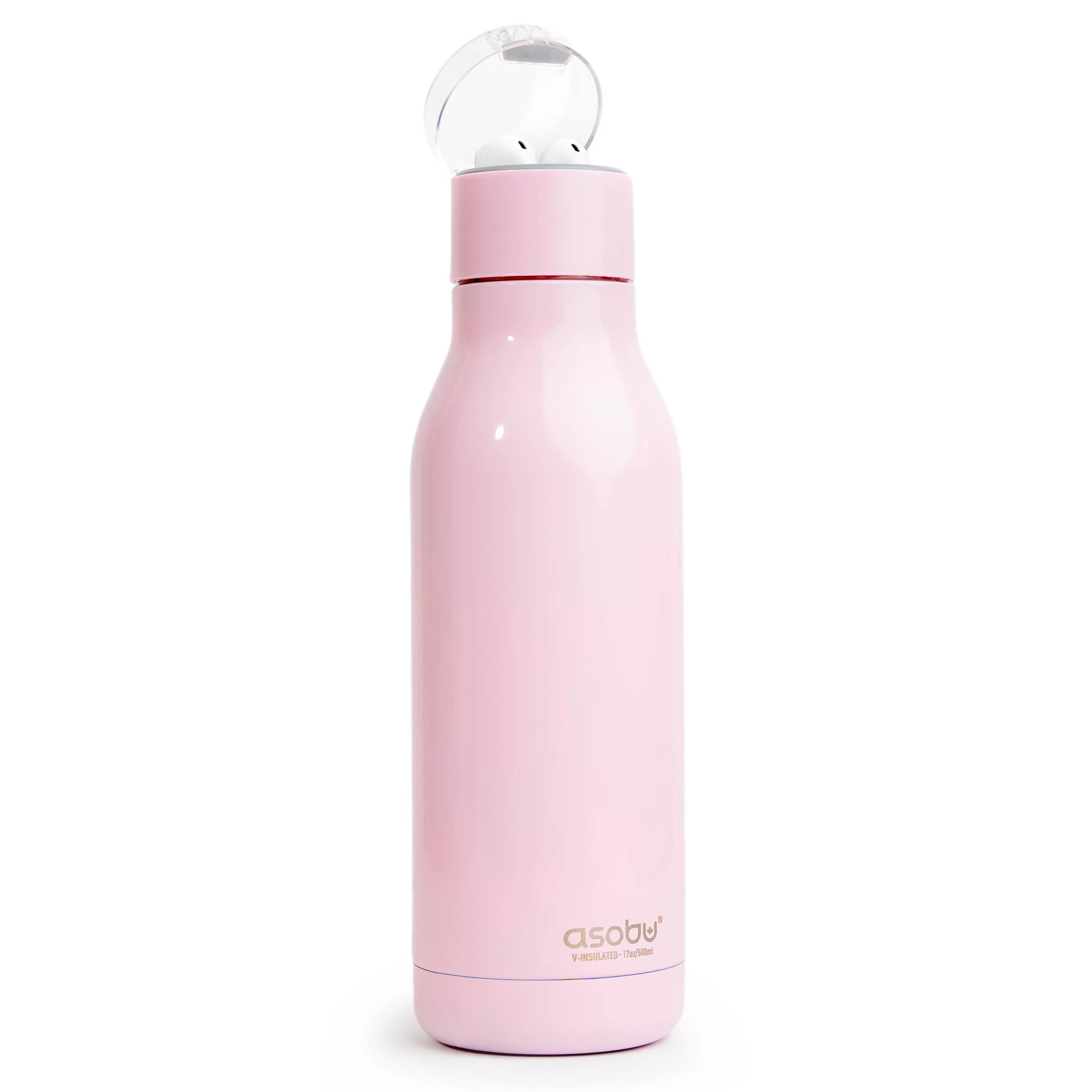 Asobu Earphone H2 Audio Insulated Water Bottle Stainless Steel 20 Ounce (Pink)