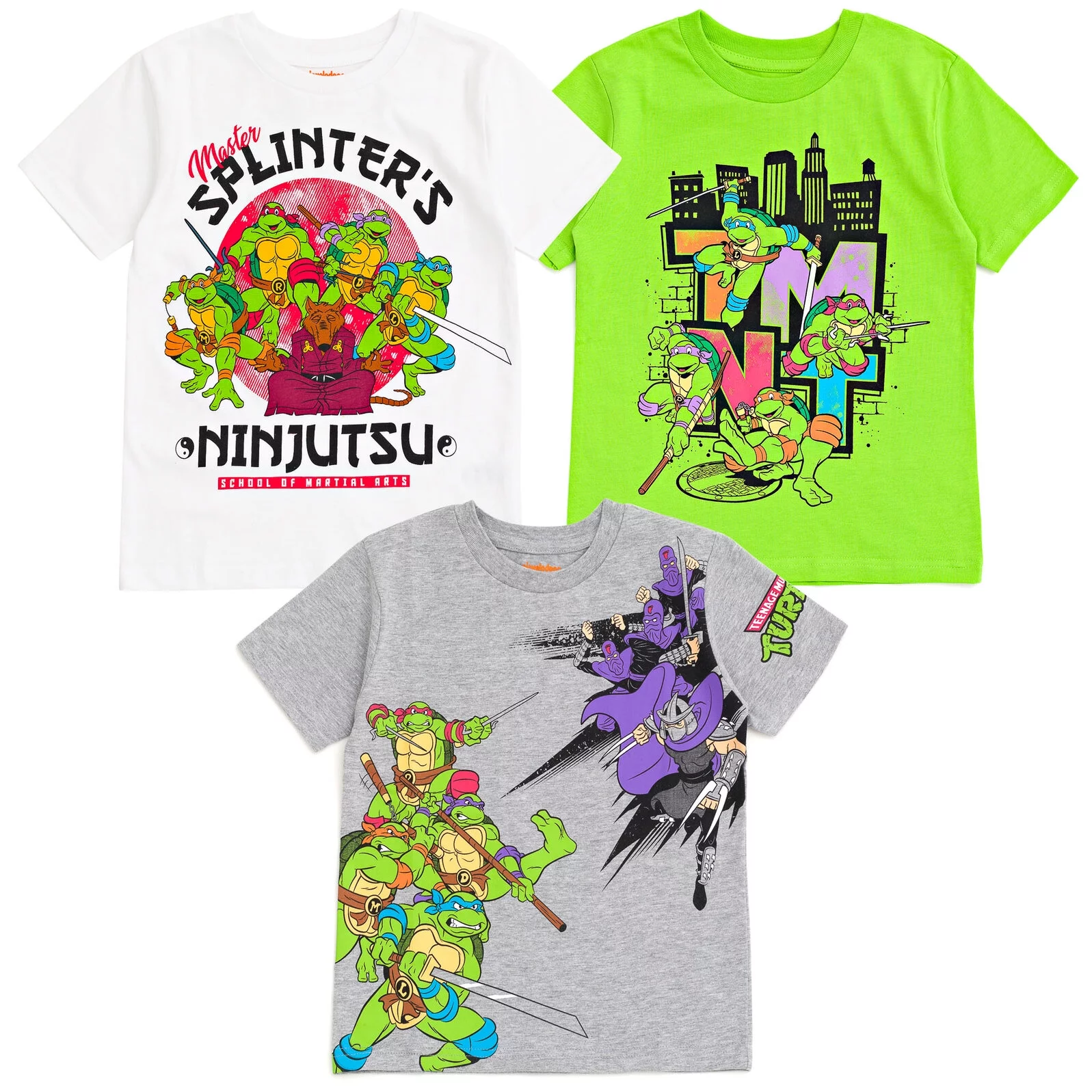 Teenage Mutant Ninja Turtles Donatello Raphael Leonardo 3 Pack T-Shirts Toddler to Big Kid
