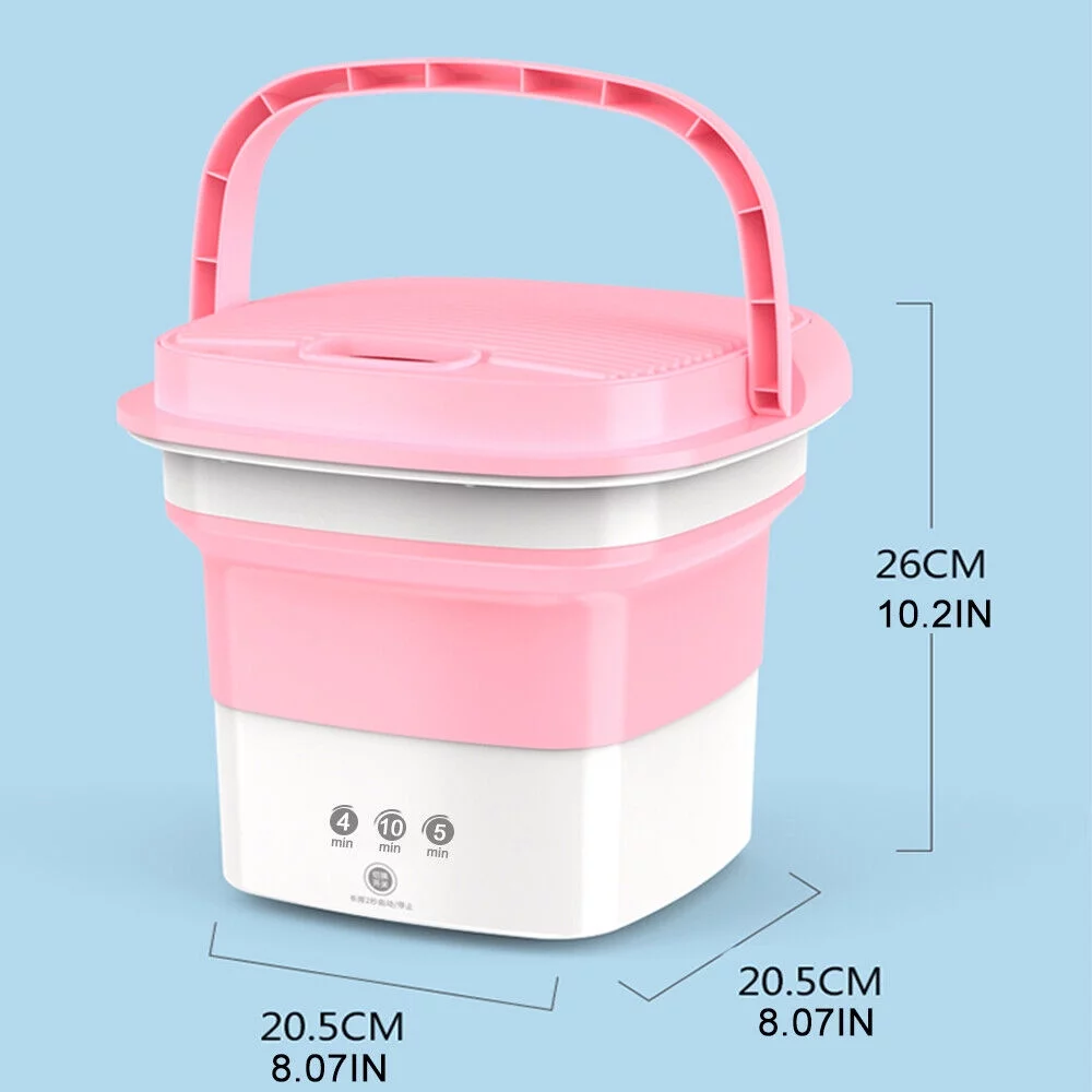 Paddsun Folding Washing Machine Portable For Clothes With Dryer Bucket Travel Wash Pink